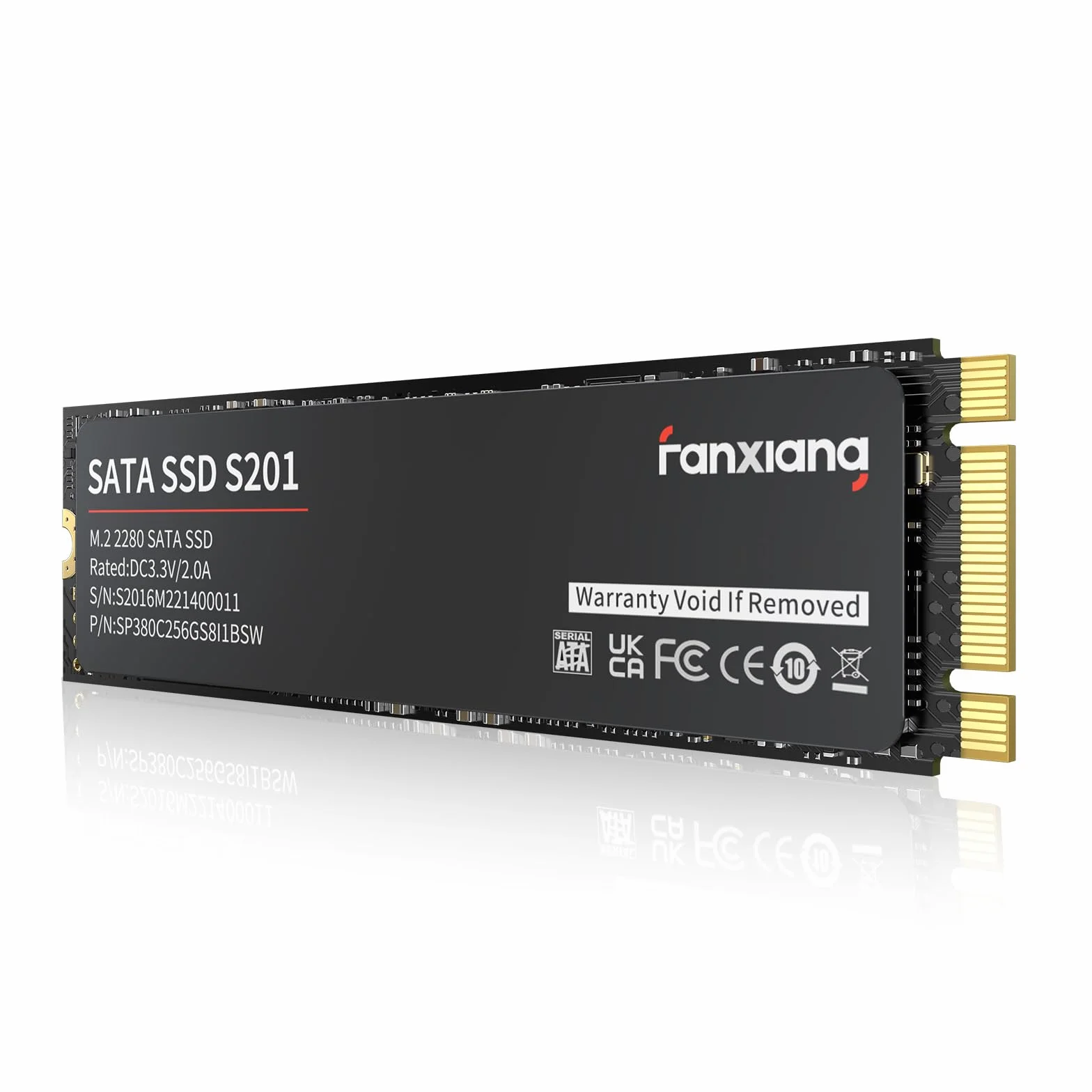 fanxiang S201 Wewnętrzny dysk półprzewodnikowy 256 GB M.2 SSD 2280 SATA III 6 Gb/s, pamięć podręczna SLC dla zwiększenia prędkości, prędkość odczytu do 550 MB/s, kompatybilny z laptopami i komputerami