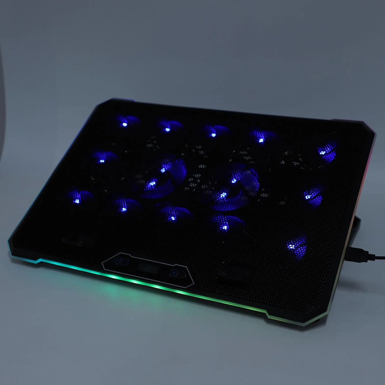 Podkładka Chłodząca do Laptopa RGB Wydajne Chłodzenie Regulowane Prędkości 12-19 Cali Cooler dla Graczy Metal i ABS (14 fanów)