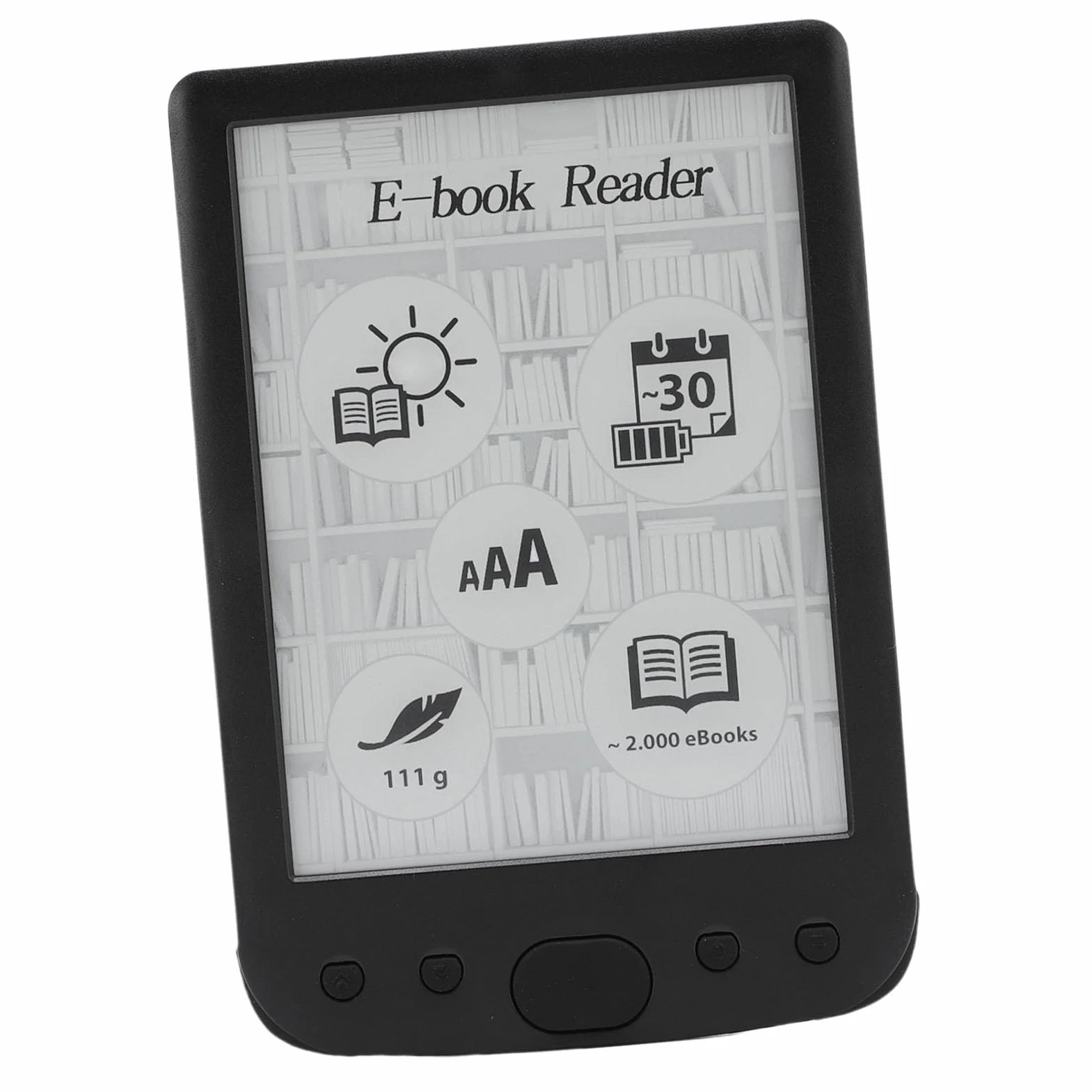 Elprico Czytnik E, 6 -calowy Ekran Dotykowy E Reader Book z Wyświetlaczem Przyjaznym do Oczu, Przenośny Cyfrowy Czytnik z obudową do Czytania w Podróży (16GB)