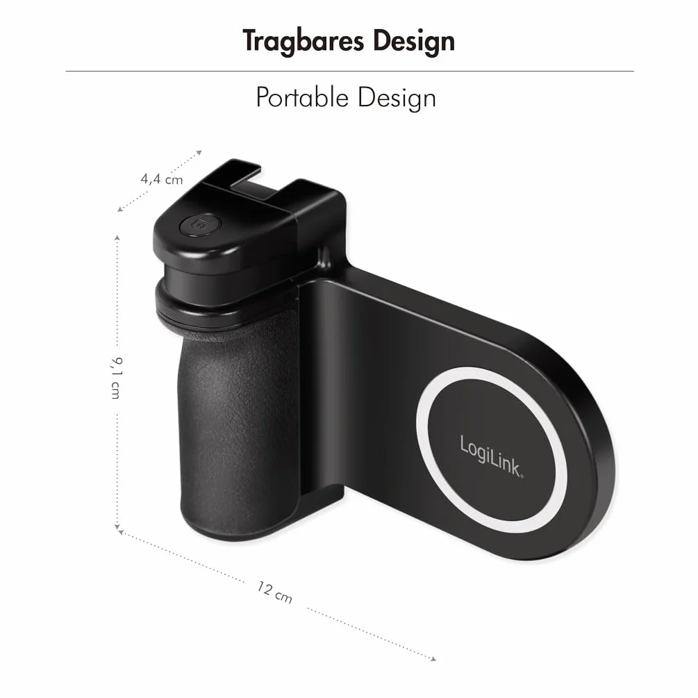 LogiLink AA0173 - magnetyczny uchwyt do smartfona ze światłem LED, wyzwalacz aparatu, kompatybilny z MagSafe