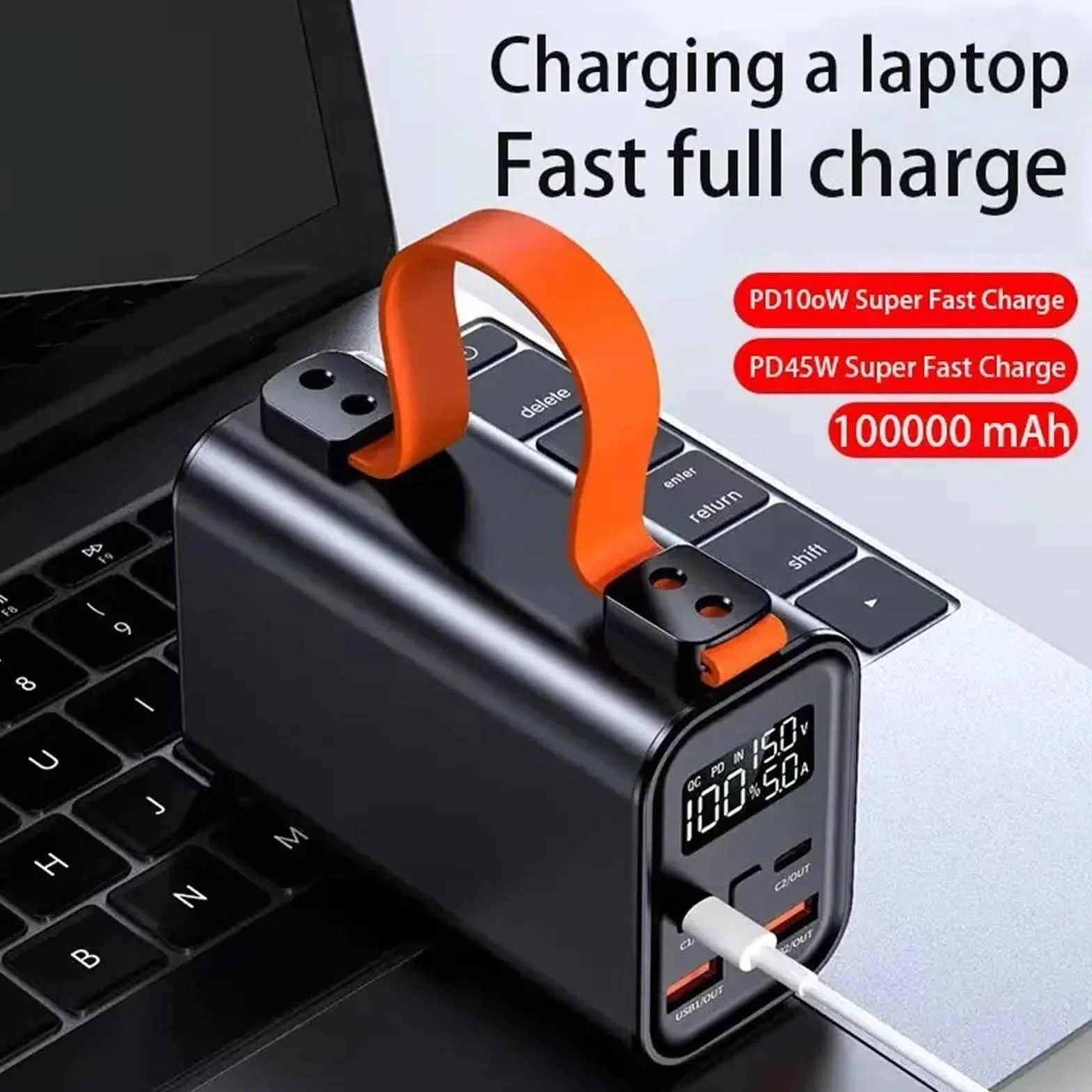 Powerbank O Dużej Pojemności Statio 30000mAh 100W PD USB C DC Szybkie Ładowanie Bateria Zewnętrzna Przenośny Powerbank (Size : Blue 30000mAh)