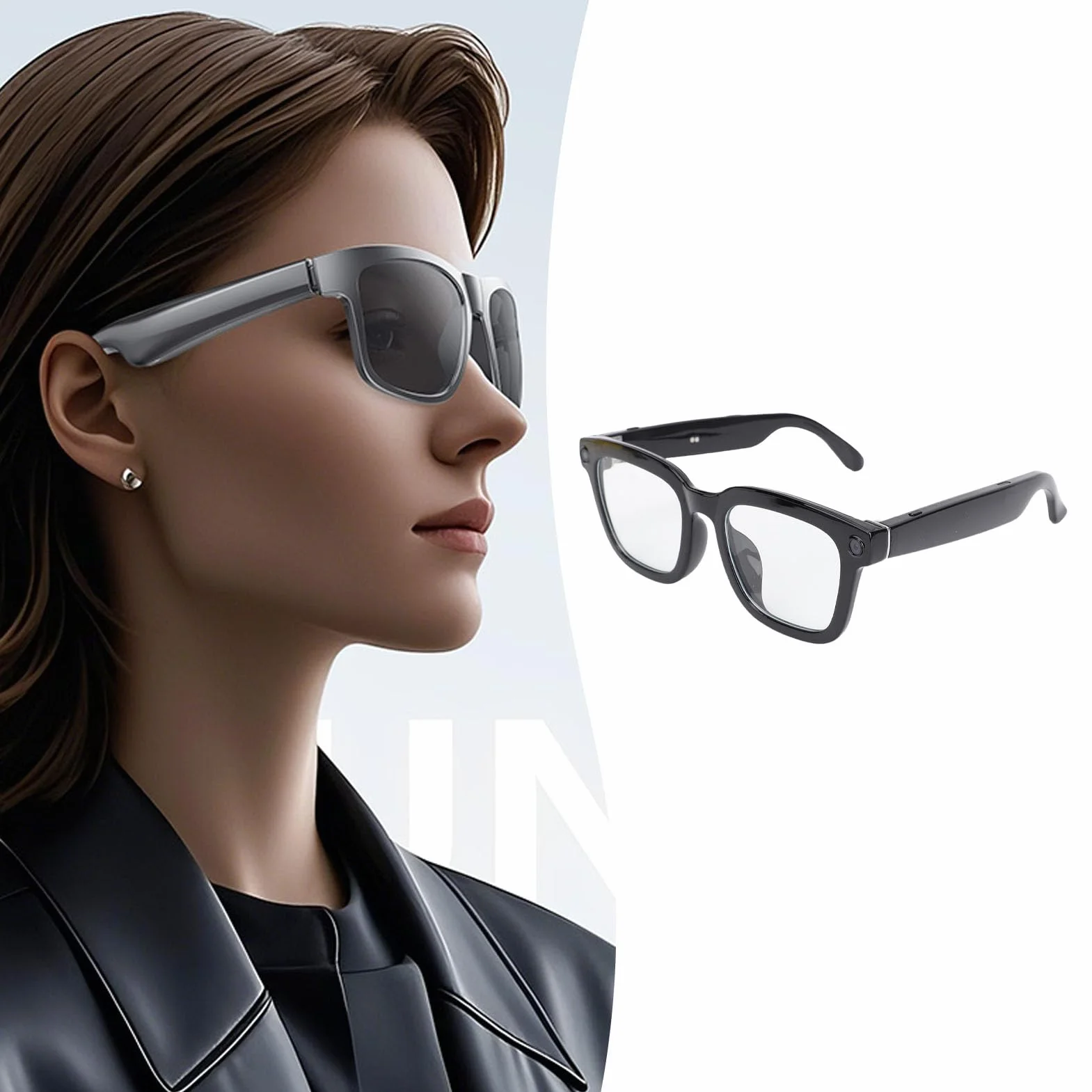 Tosuny Okulary Kamery HD 1080p, Inteligentne Okulary Tłumaczy AI, Okulary Przeciwsłoneczne Audio Bluetooth z kamerą, Niebieskie światło Blokujące Soczewki i Nagrywanie Wideo HD, do