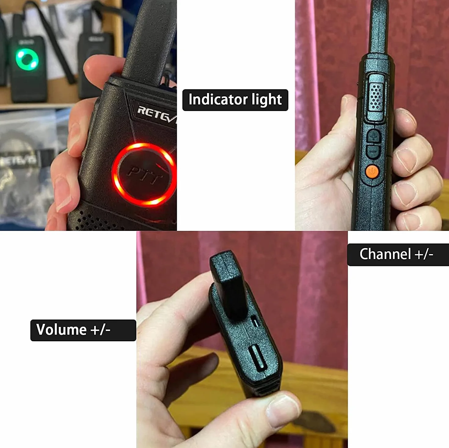 Retevis RT618 Walkie Talkie Dual Ptt, Ultracienkie Radio 2-DrożNe Bez Licencji Pmr446, Walkies Z 5-Portową łAdowarką Usb, PrzenośNy Walky Talky Dla KelneróW W Restauracjach, Hotelach (Czarny, 5 Sztuk)