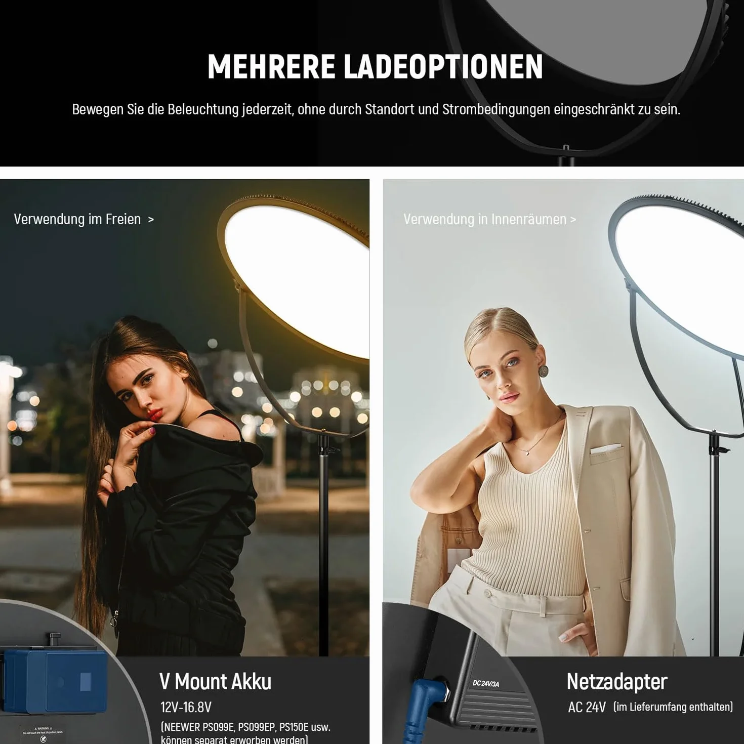 Neewer GR18C okrągły panel LED RGB, lampa wideo ze sterowaniem za pomocą aplikacji, 18 cali, ściereczka z mikrofibry Keepdrum