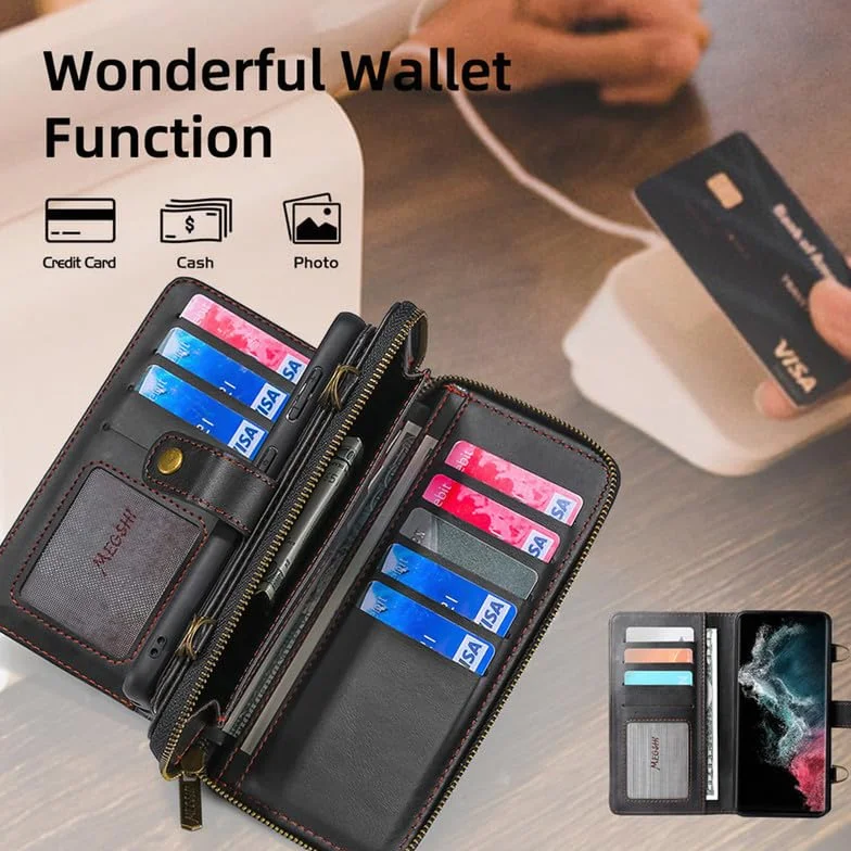 Galaxy S23 Plus Wallet Case 【Zdejmowany portfel 3 w 1, wielofunkcyjny】 magnetyczne etui ze skóry PU, etui z klapką, portfel do Samsung Galaxy S23+ Plus 6,6" - czarne