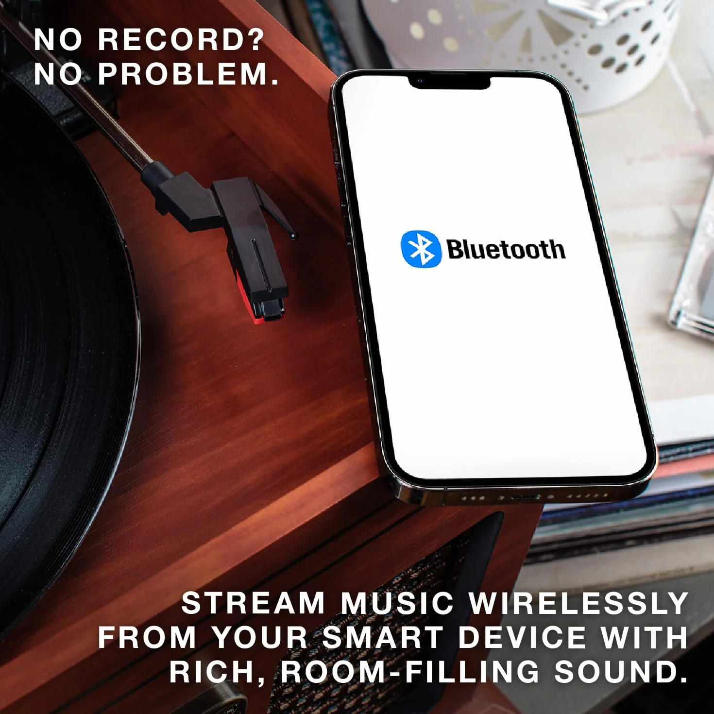 Victrola The Quincy – Gramofon Bluetooth 6 w 1 z wbudowanymi głośnikami, talerz obrotowy 3 prędkości, odtwarzacz CD i kaset, radio AM/FM, bezprzewodowe przesyłanie muzyki (Mahogany)
