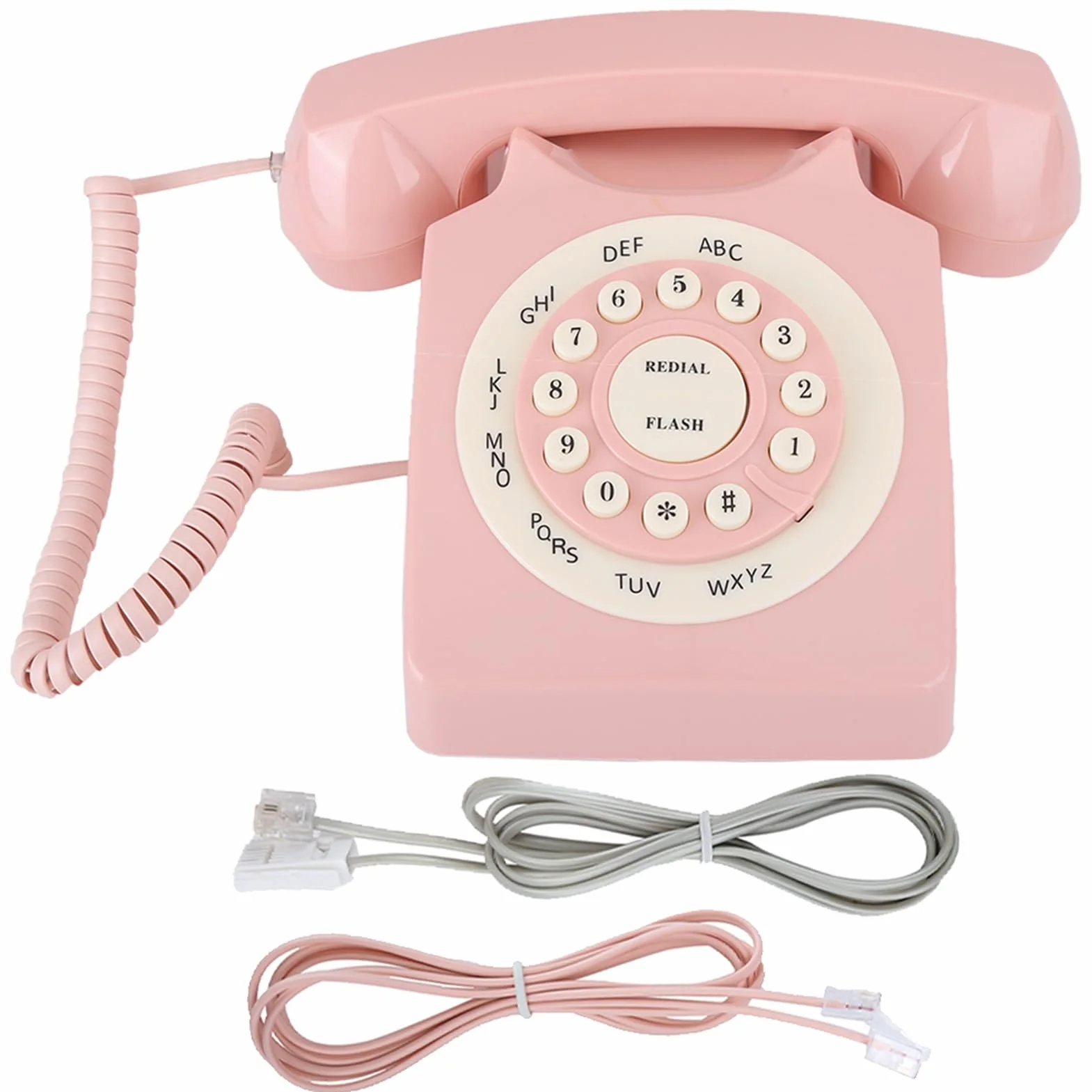 Telefon w Stylu Vintage — jakość Rozmów w Wysokiej Rozdzielczości do Domowego Biura — Różowy Telefon Stacjonarny w Stylu Retro z dużą klawiaturą — Idealny Styl Vintage do Komunikacji