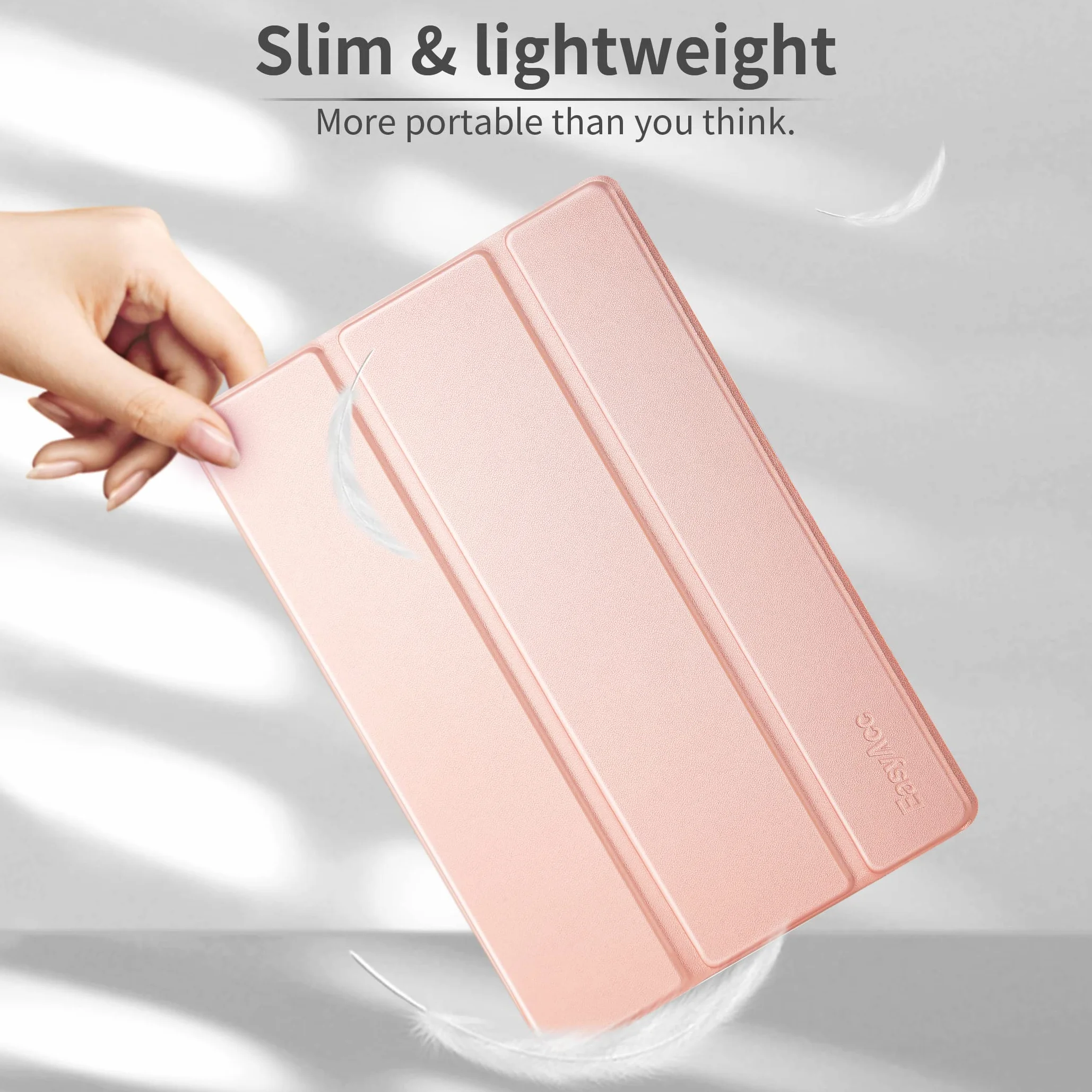 EasyAcc Etui do iPad Air 2 A1566 A1567, półprzezroczyste matowe, automatyczne budzenie/uśpienie, różowe złoto