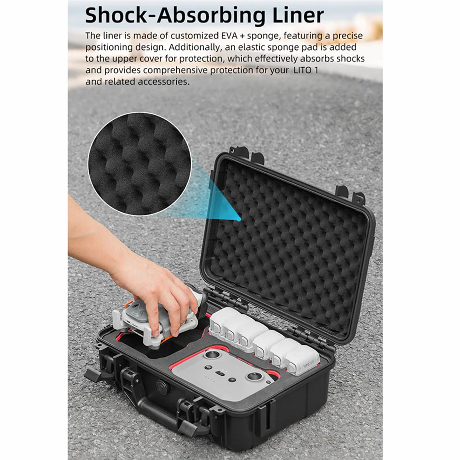 Twarde wodoodporne etui do drona DJI Lito 1, przenośne podróżne pudełko do przechowywania z paskiem na ramię, odporne na wstrząsy futerał ochronny do Fly More Combo RC-N3 kontroler baterie, akcesoria