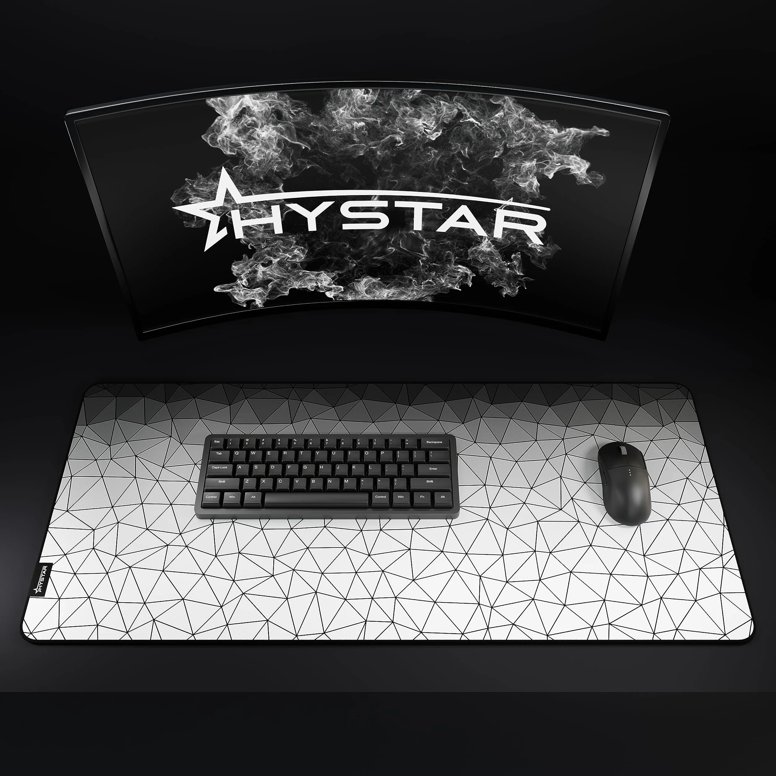 Hystar Rozszerzona podkładka pod mysz do gier | XXL 91 cm x 40 cm | grubość 5 mm, wodoodporna powierzchnia, gładka tkanina poliestrowa i podstawa z naturalnej gumy | Poly White