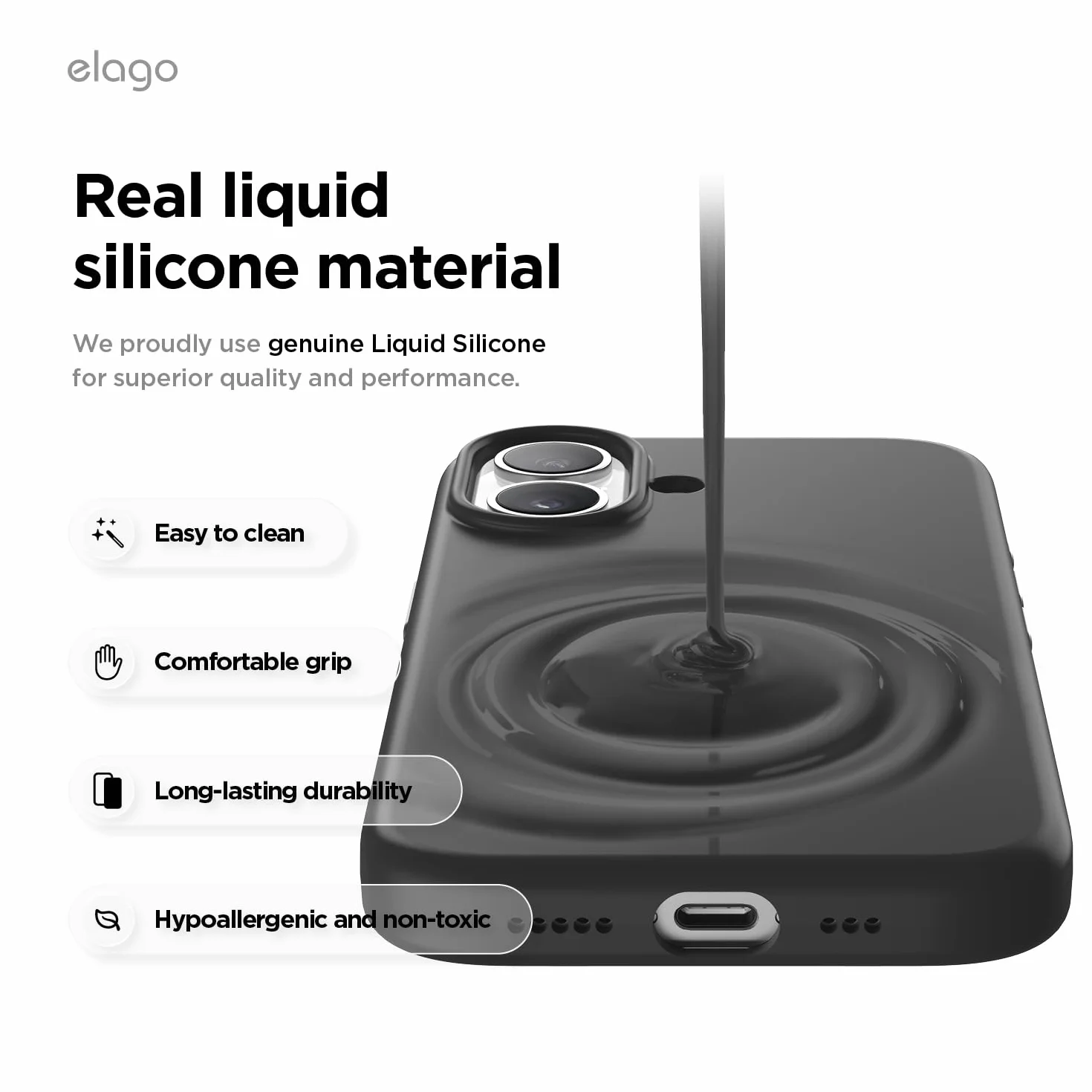 elago Magnetyczne Etui Silikonowe Kompatybilne z iPhone 17 6.3” MagSafe, Ochronna Obudowa Odporna na Wstrząsy