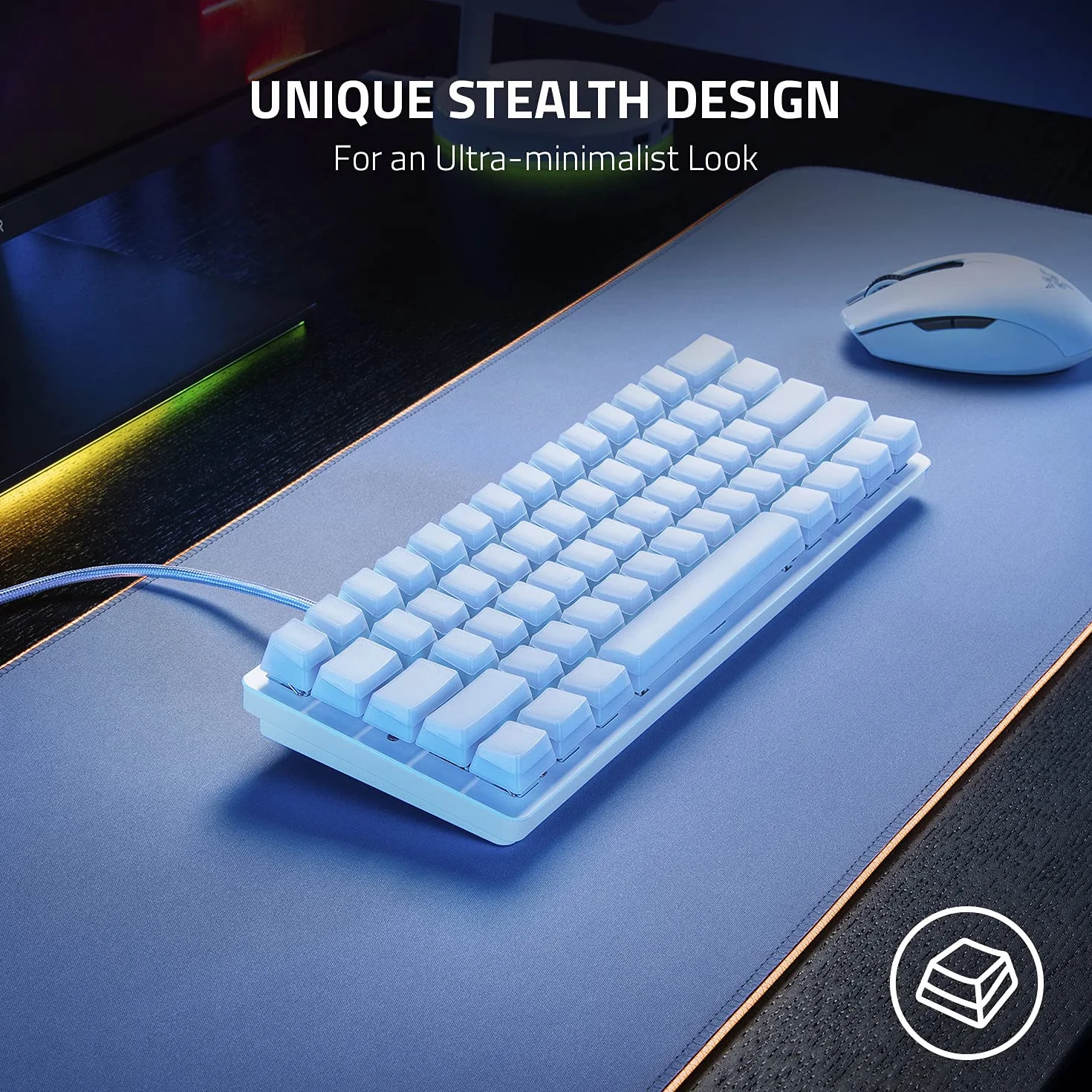Zestaw ulepszenia klawiszy Razer Phantom: Unikalny design Stealth, przezroczyste boki, oznakowania wytrawione od dołu, narzędzia do demontażu klawiszy i stabilizatorów, uniwersalna kompatybilność,