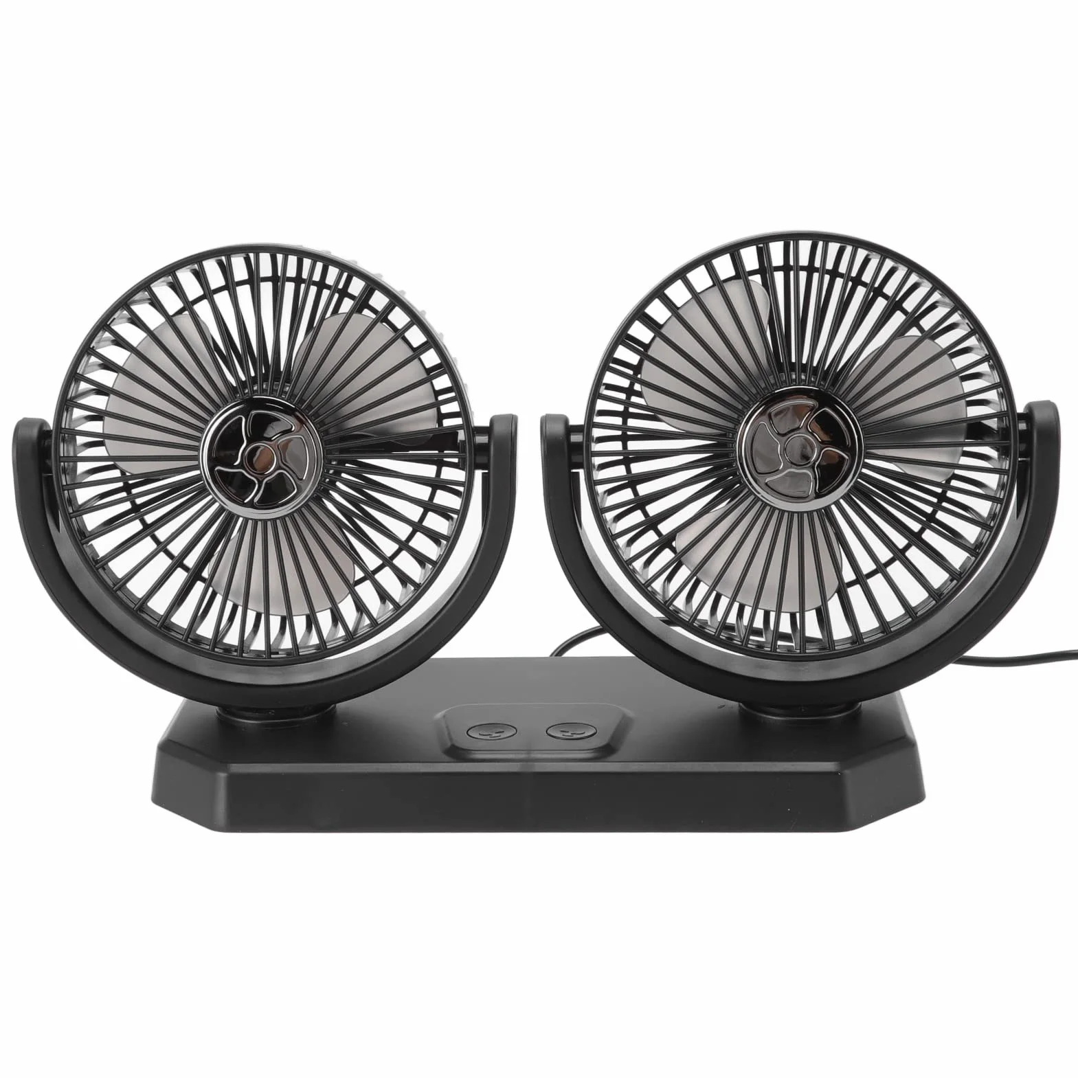 Wentylator Samochodowy 12V, Wentylator Samochodowy USB z Podwójną Głowicą, Przenośny Wentylator z Podwójną Głowicą do Samochodu, Ciężarówki, Furgonetki, SUV-a, Kampera, łodzi, Domu