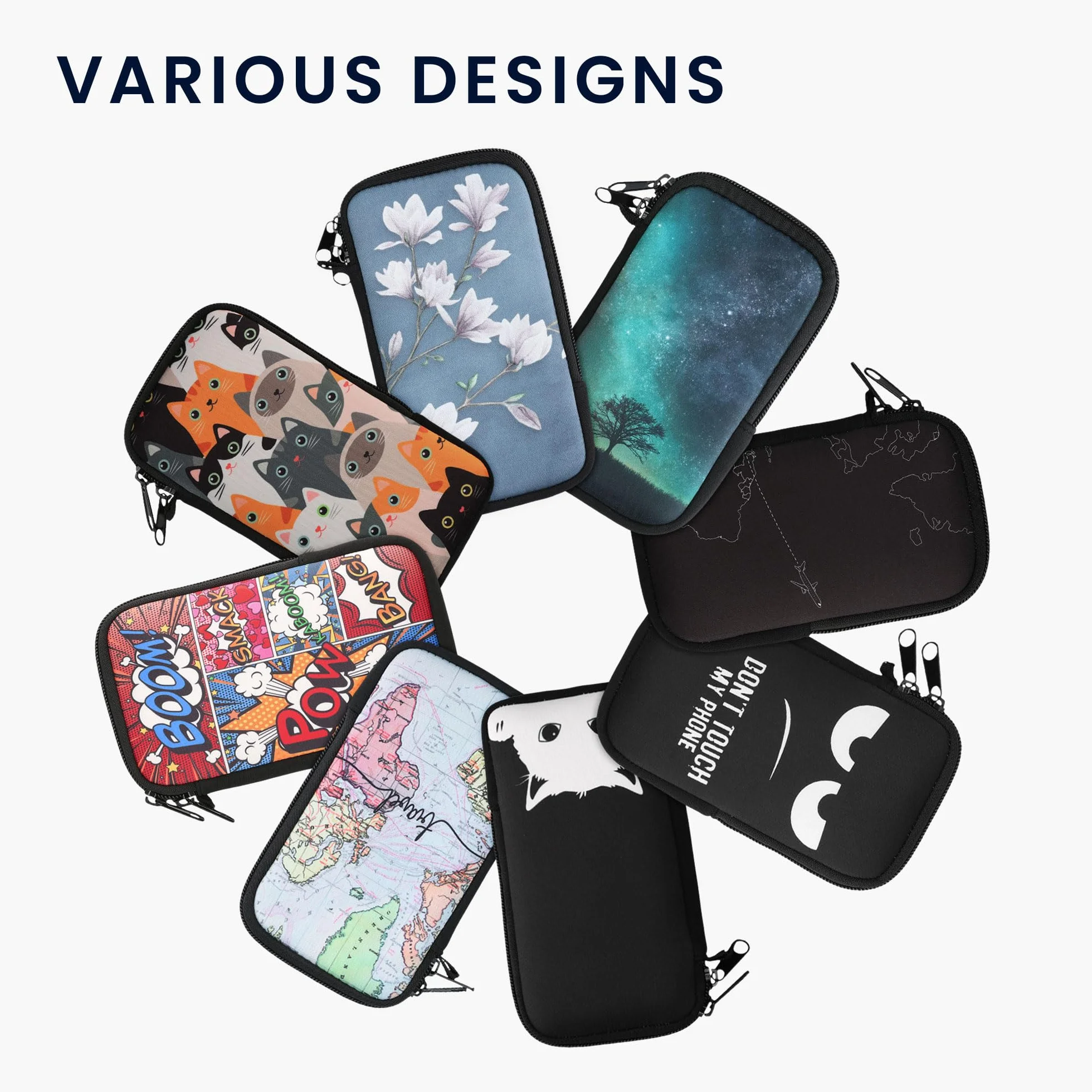 kwmobile etui ochronne na smartfon XL - 6,7/6,8" - Neoprenowa torba ochronna na telefon komórkowy Don't Touch My Phone biało-czarna