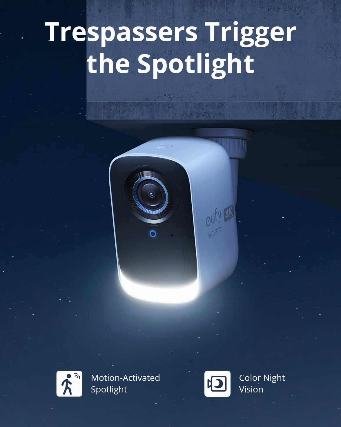 eufy Security S300 eufyCam 3C 4K, pamięć lokalna z możliwością rozszerzenia do 16 TB, Rozpoznawanie twarzy oparte na AI, Kolorowy noktowizor, Bez opłat miesięcznych (pojedyncza kamera)