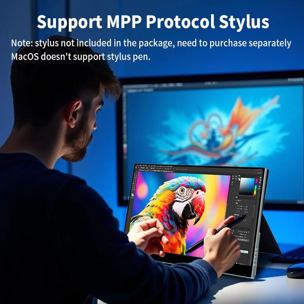 Przenośny monitor 4K ekran dotykowy 17,3", 120 Hz, obsługa MPP Stylus | UHD |100% DCI-P3 |Anti-Glare Eye Care | VESA i Smart Cover | Mobile Monitor do laptopa, konsoli do gier PC