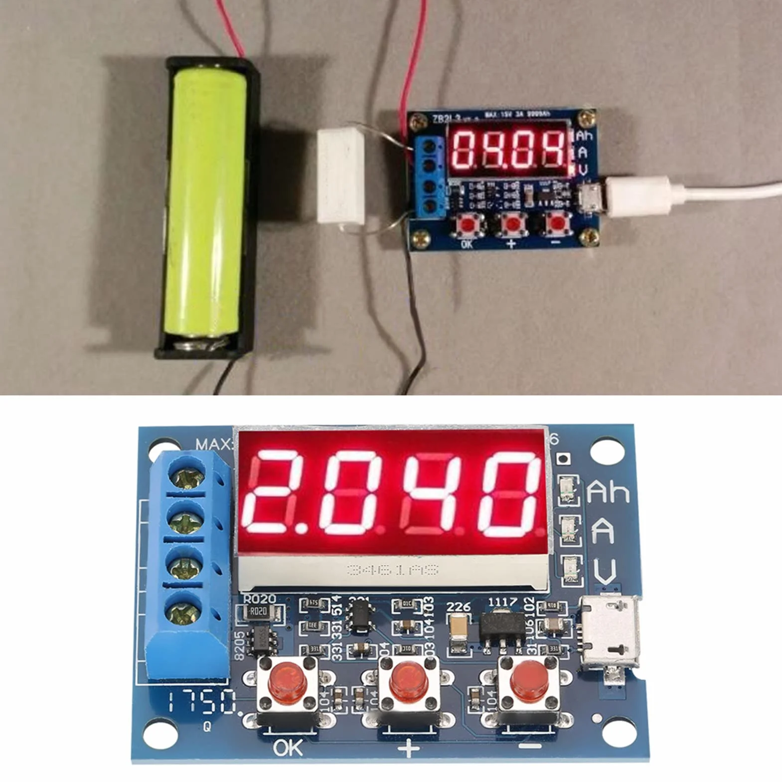 1.2 12V Li Ion, Lithium Capacity Meter Zb2L3 Acid Battery Capacity Meter Discharge Tester Analyzer