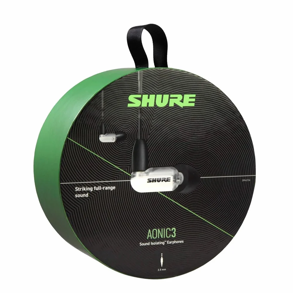 Shure AONIC 3 przewodowe słuchawki izolujące dźwięki, wyraźny dźwięk, pojedynczy sterownik, dopasowanie do uszu, zdejmowany kabel, trwała jakość, kompatybilne z urządzeniami Apple i Android - biały