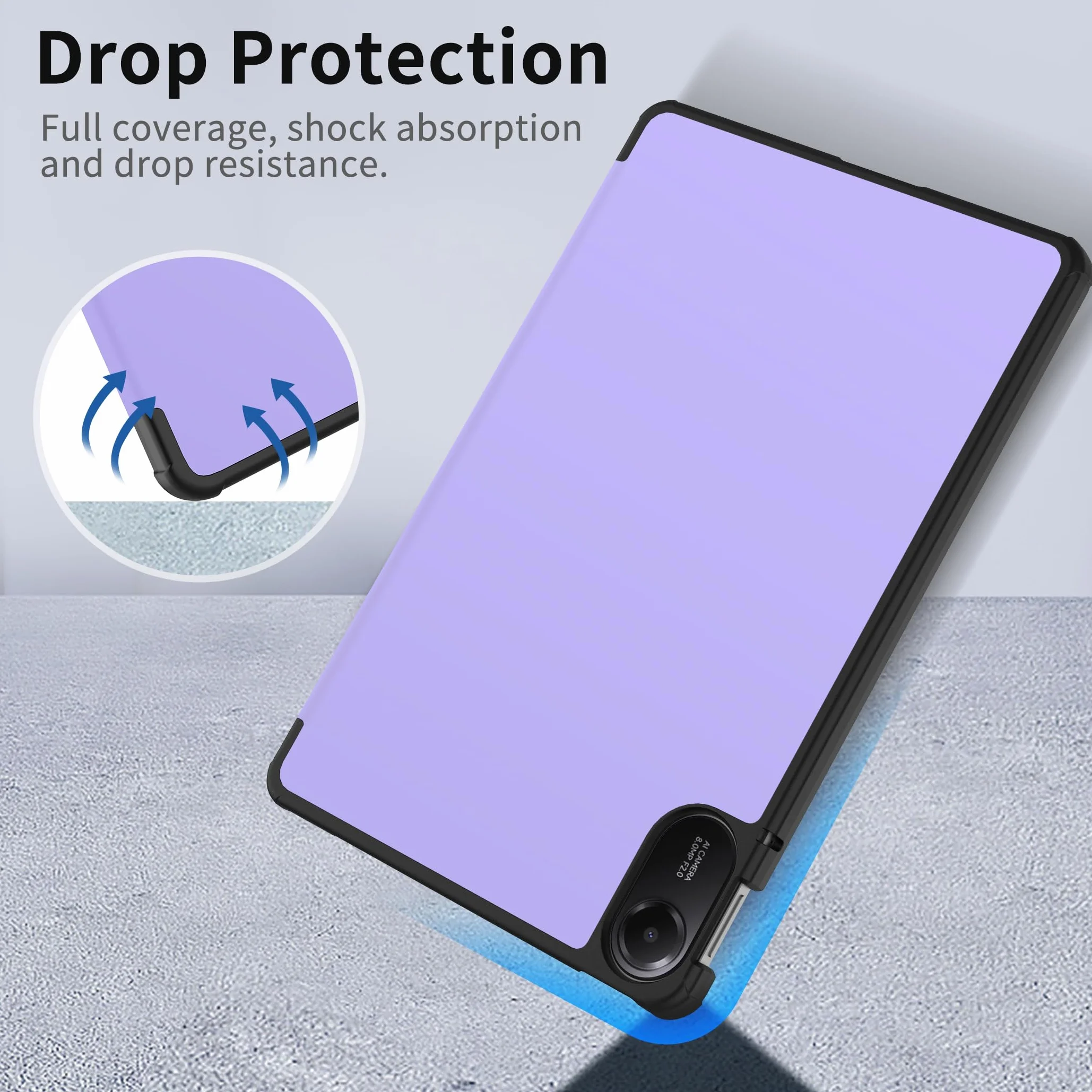 Etui do Xiaomi Redmi Pad 2 11 cali, ochronne, ultra cienka skóra poliuretanowa, stojak, automatyczne wygaszanie (fioletowe)