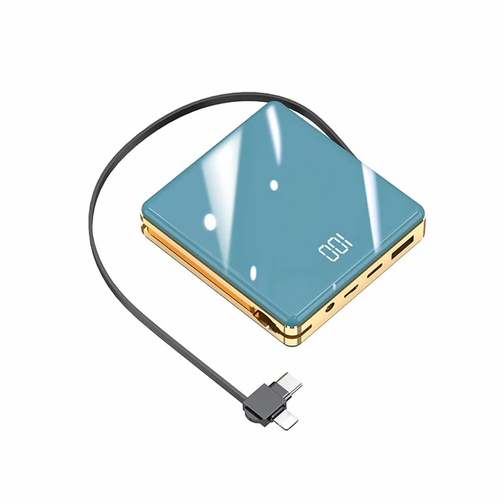 JJJ Kreatywny mini powerbank 3 w 1 z własnym kablem 20 000 mAh ładowarka przenośna do szybkiego ładowania (kolor: szary, rozmiar: 8000 mAh)