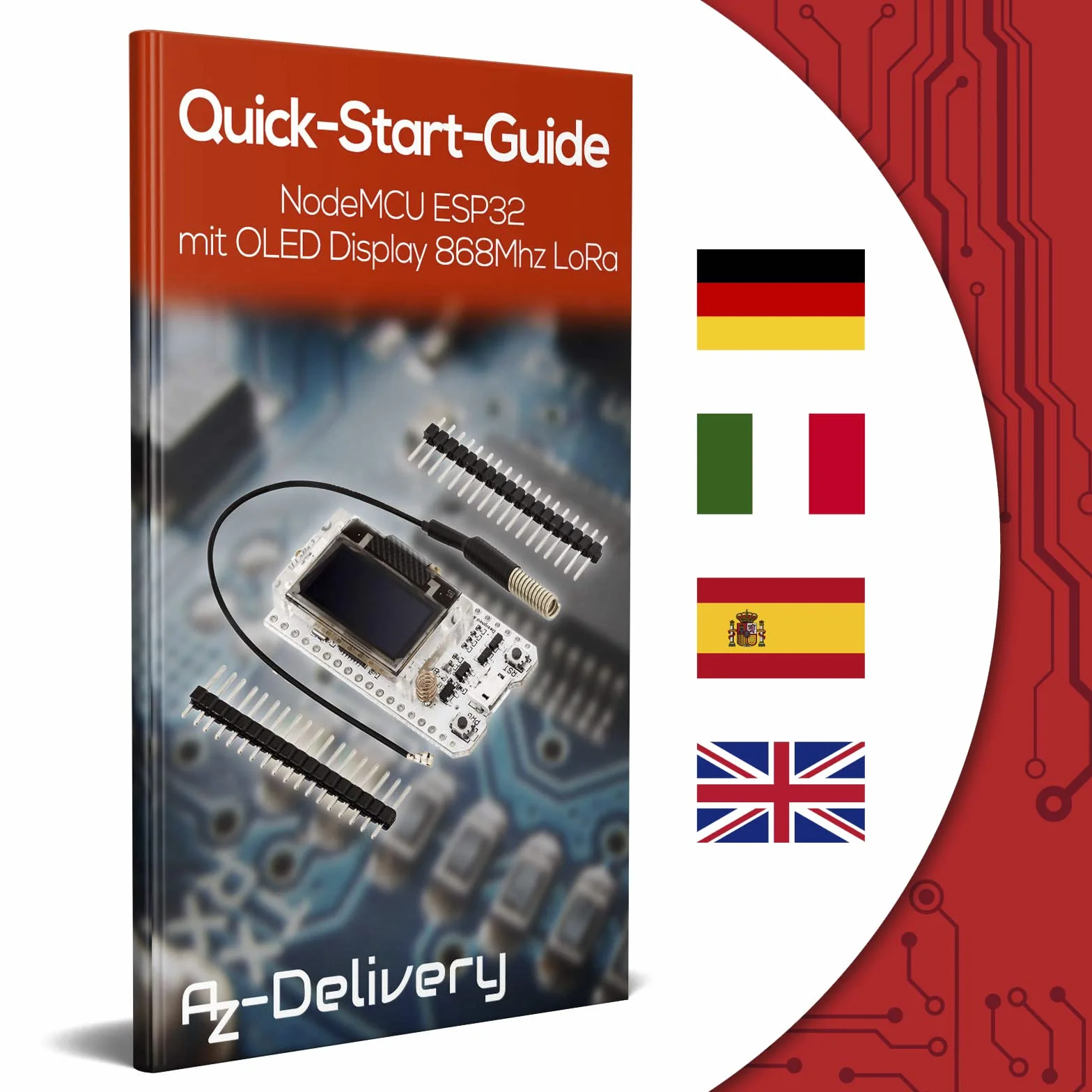 AZDelivery NodeMCU ESP32 Heltec z wyświetlaczem OLED 0.96 cala i SX1276 868MHz LoRa wraz z E-Book!