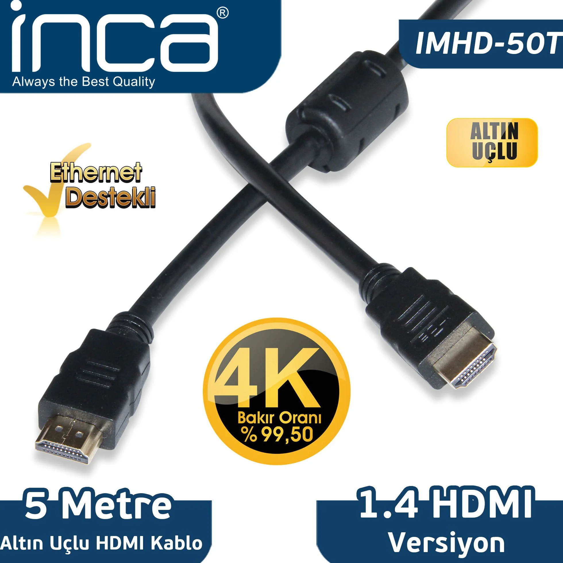 INCA IMHD-50T Kabel HDMI 1.4 o wysokiej prędkości, 4K i 3D, 5 m