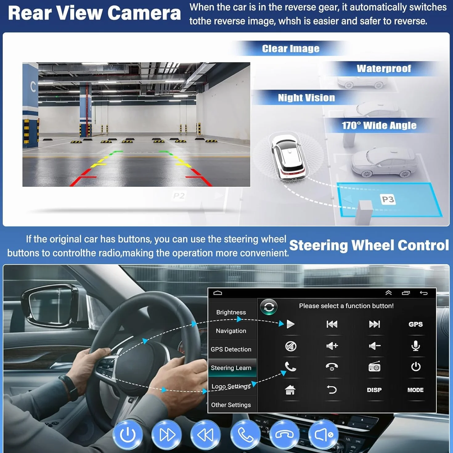 Radio samochodowe z systemem Android 13 do Ford Transit 2006-2011, 7-calowy wyświetlacz 4 + 64 G Carplay do Car Play i Android Auto z GPS, WiFi, Bluetooth, FM, SWC Mirror Link Split Screen + kamera