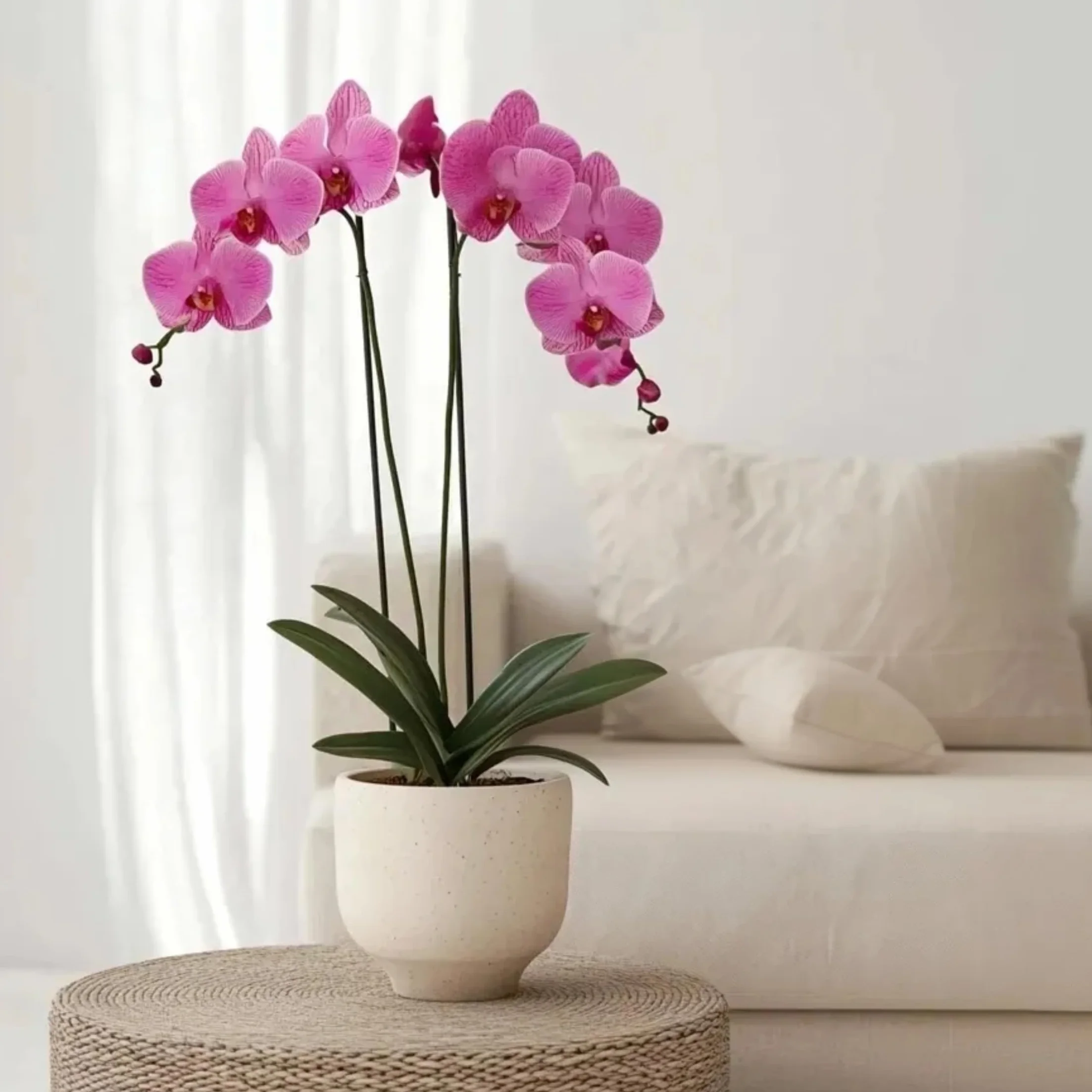 Plant in a Box - Phalaenopsis - Orchidea fioletowa - Kwitnąca roślina domowa - Przyjazna dla kotów - Doniczka 12 cm - Wysokość 50-60 cm