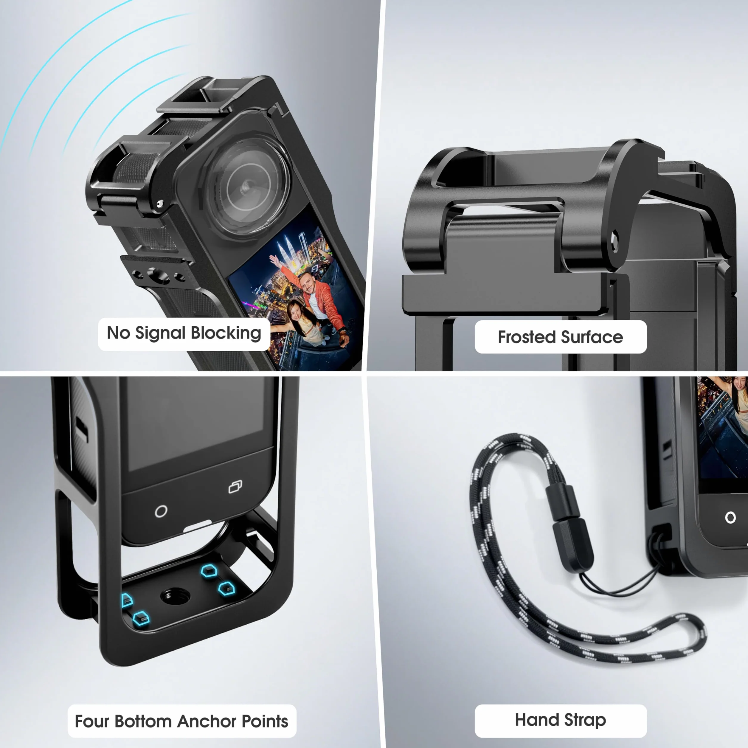 Utility Frame do Insta360 X5, etui na akcesoria Insta 360 X5, klatka ochronna z silikonową pokrywą obiektywu, otwory gwintowane 1/4" i zimne buty, szybkie zamknięcie