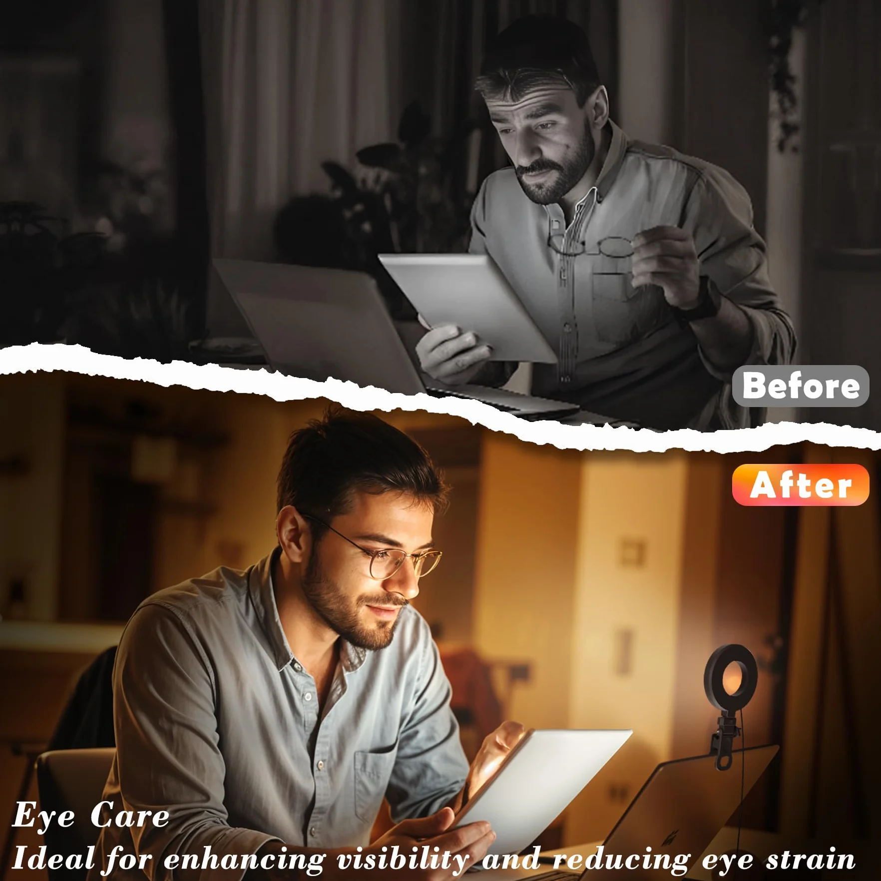 Mojimdo Lampa Pierścieniowa 23LED USB z Timerem do Laptopa, Wideokonferencji