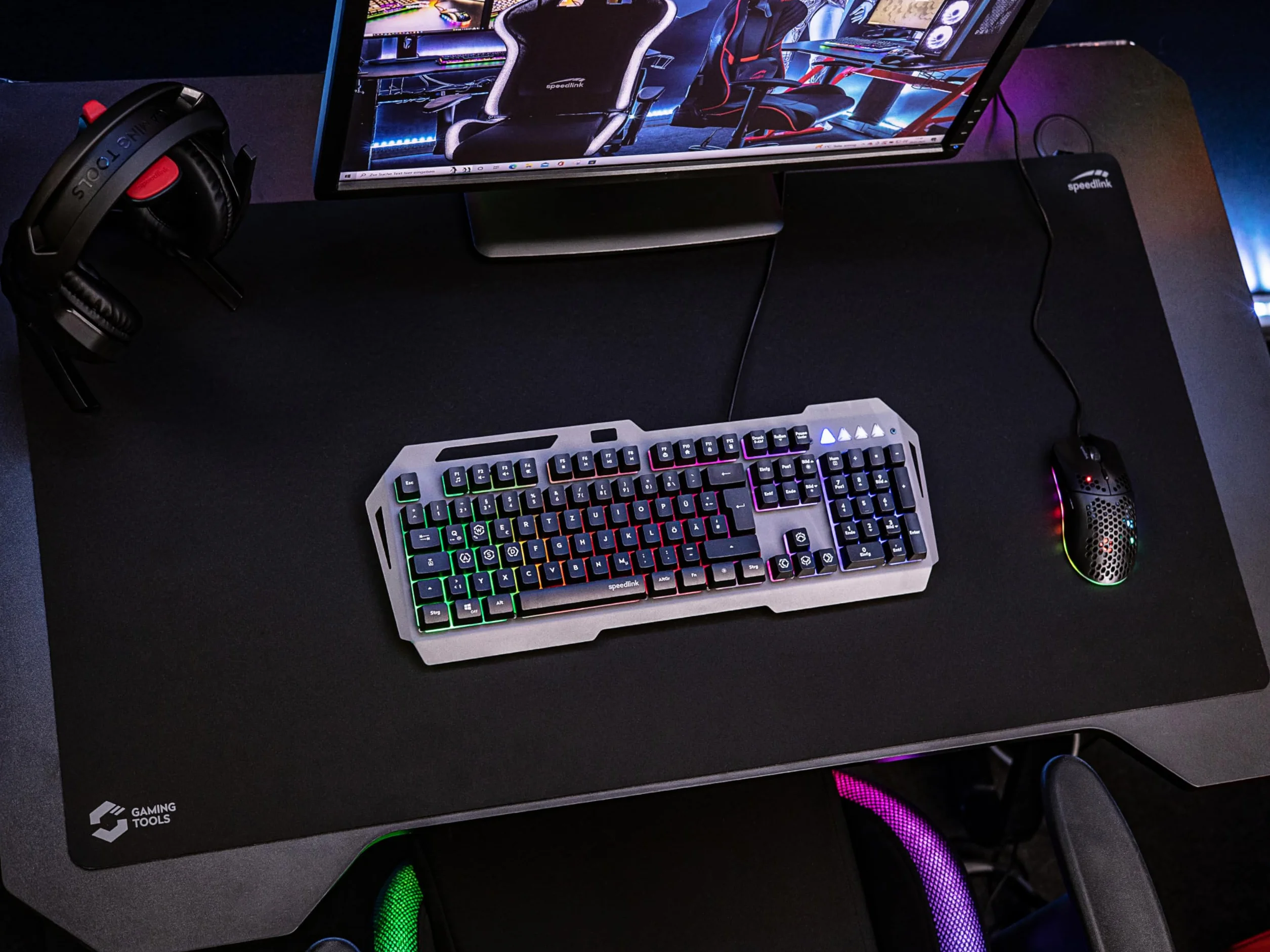 Speedlink ATECS Soft Gamingowa podkładka pod mysz XXL – podkładka pod mysz do gier/biura domowego/biura, pasuje do klawiatury i myszy, antypoślizgowa, czarna