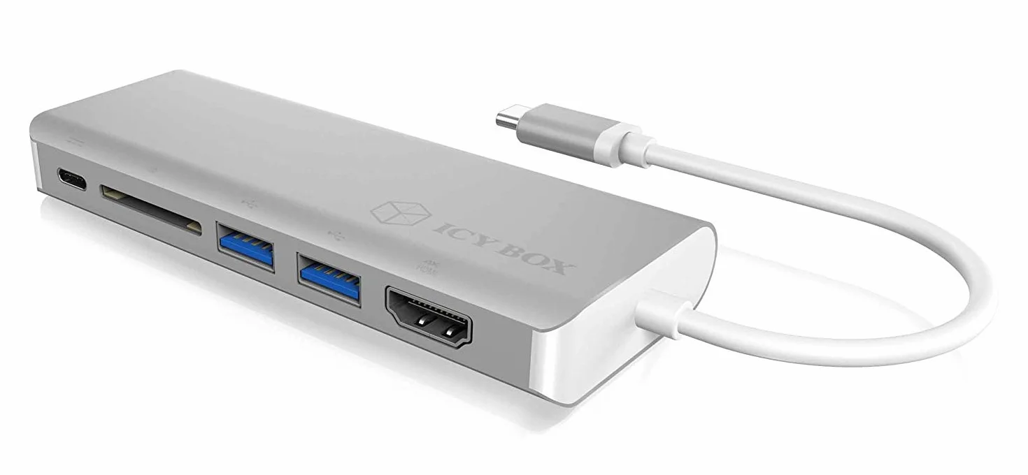 Icy Box IB-DK4034-CPD 60213, Adapter do Notebooków i Tabletów z HDMI, Srebrny