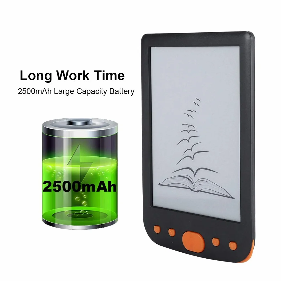 Czytnik e-booków, BK-6025L ​​E-ink Ink Ochrona ekranu przed zachlapaniem Książka cyfrowa do czytania(Pomarańczowy)