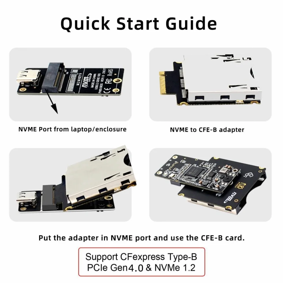 CY Adapter NGFF M.2 NVMe Host na CFExpress CFB adapter przedłużający M2 M-key do obsługi CFE typu B karta pamięci R5 Z6 Z7