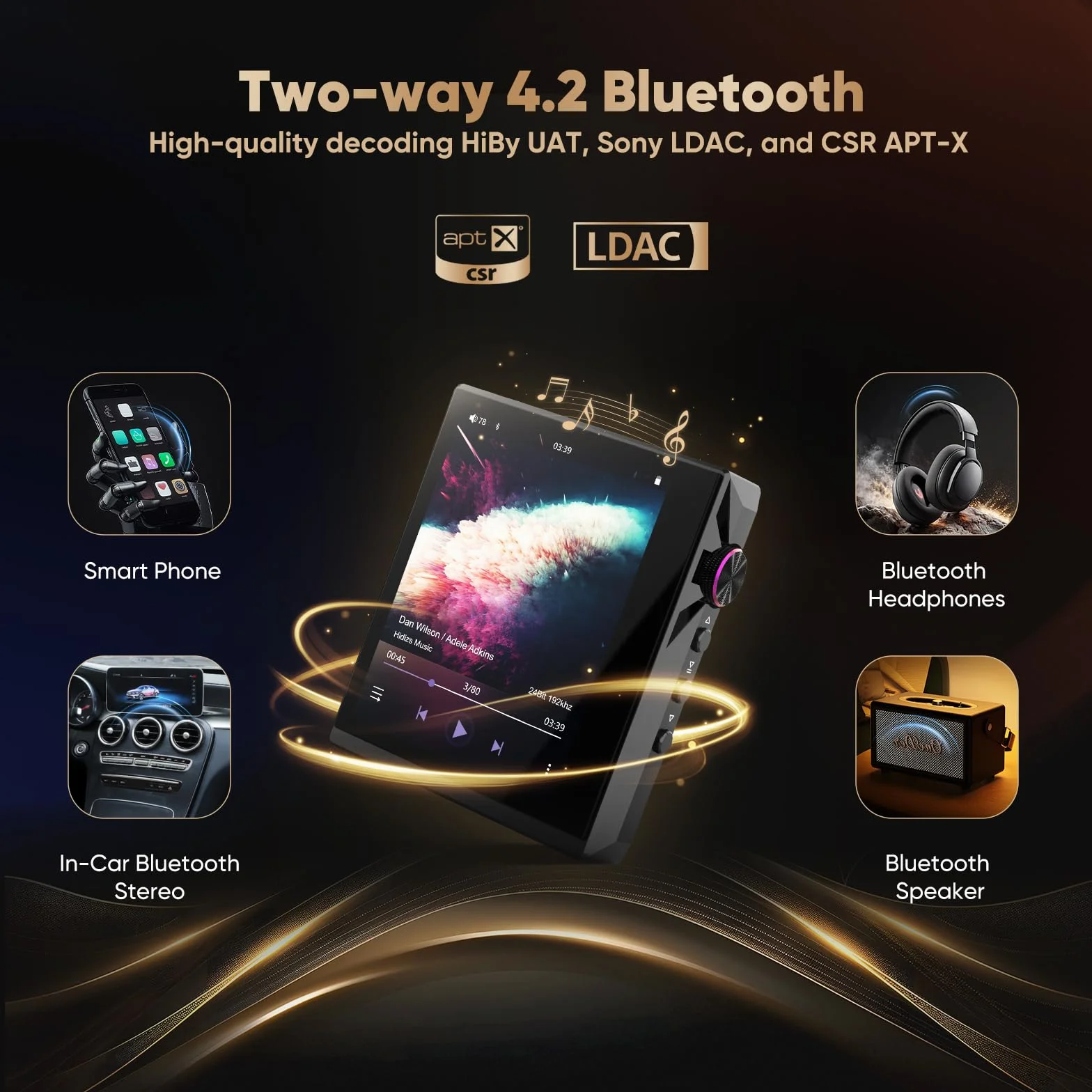 Hidizs AP80 PRO-X Odtwarzacze MP3 z Bluetooth, cyfrowe odtwarzacze audio, zrównoważony odtwarzacz muzyki bez strat, podwójny ESS9219C, chipy DAC, obsługuje MQA 8X/LDAC/apt-X/AAC/USB DAC/DSD256