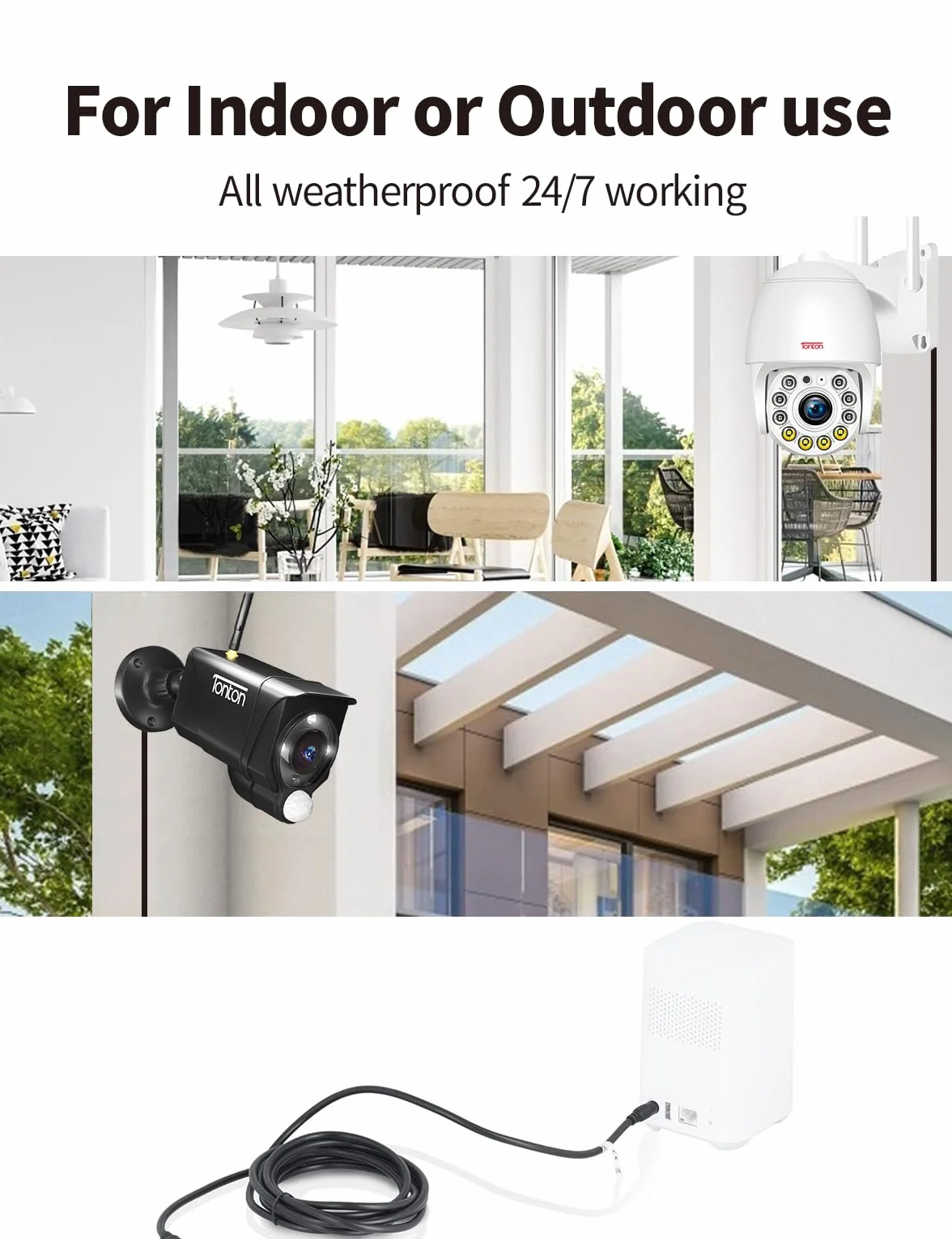 Tonton Przedłużacz CCTV 10 m 2,1 mm x 5,5 mm żeński na męski 12 V DC czarny