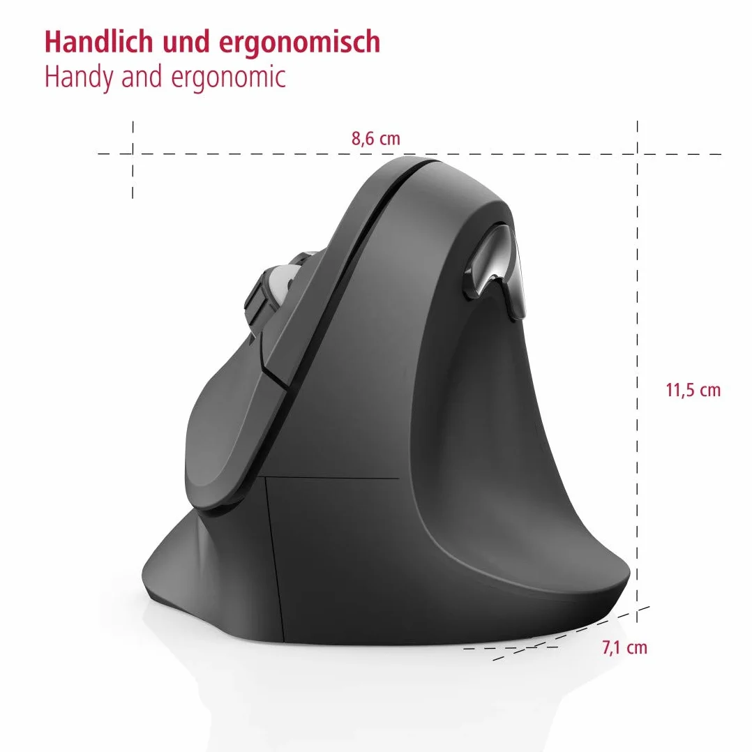 Hama Bezprzewodowa mysz ergonomiczna 6 przycisków 3600 DPI czarny