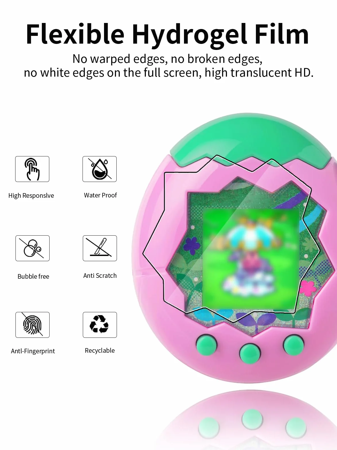 Folia ochronna na ekran TPU do Tamagotchi Paradise – wysoka przejrzystość, toergy bez pęcherzyków powietrza, odporna na zarysowania, odporna na odciski palców (6-pak)