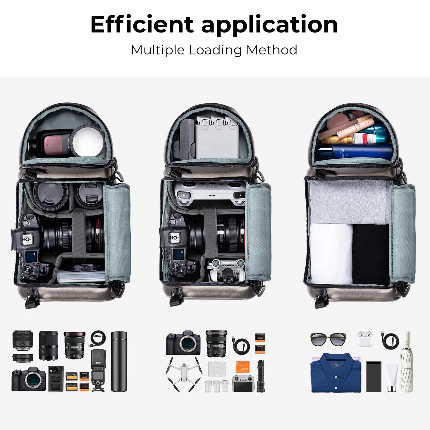 K&F Concept Torba na aparat, torba crossbody, wodoodporny plecak na ramię, DSLR/SLR, etui na aparat bezlusterkowy, torby fotograficzne z uchwytem na statyw kompatybilne z