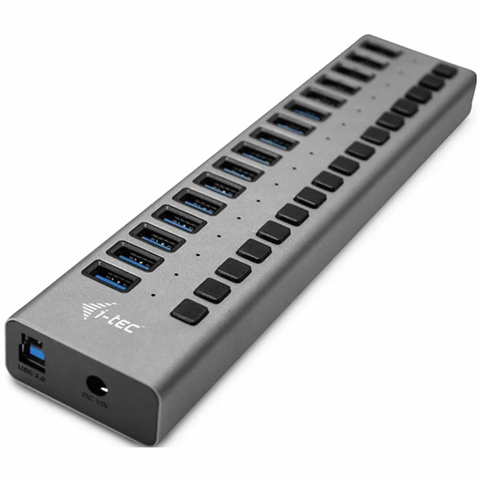i-tec Hub USB Zasilany, 16-portowy koncentrator USB 3.0 dedykowany do ładowania z przełącznikami on/off - Hub USB 3.0 z zewnętrznym zasilaniem 90W