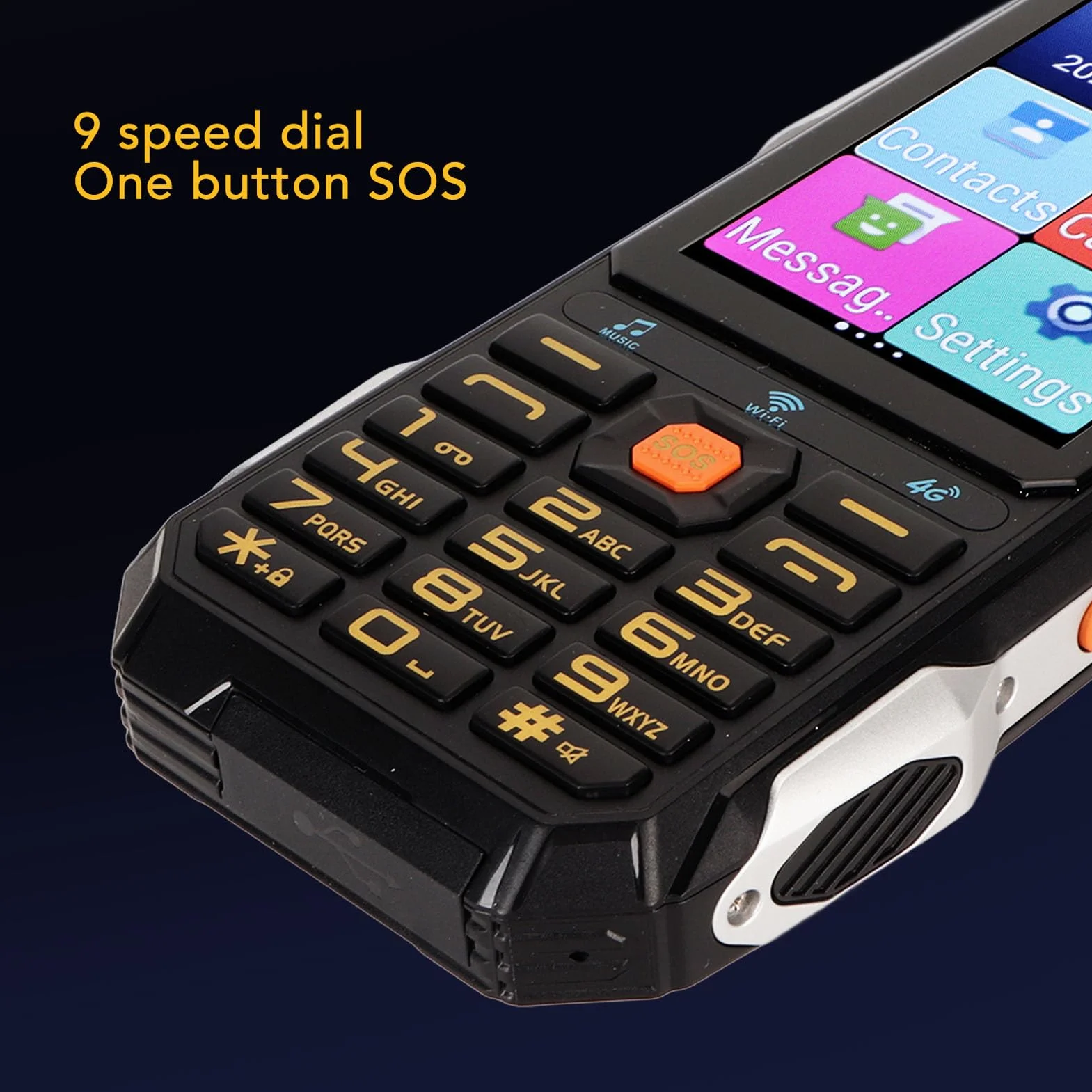 Wytrzymały Telefon Komórkowy dla Seniorów 4G, 4-calowy Ekran Dotykowy, WiFi, Duży Przycisk, Bateria 18000 MAh, Latarka LED, Głośny Dźwięk, Telefon z Szybkim Wybieraniem,7.0, dla