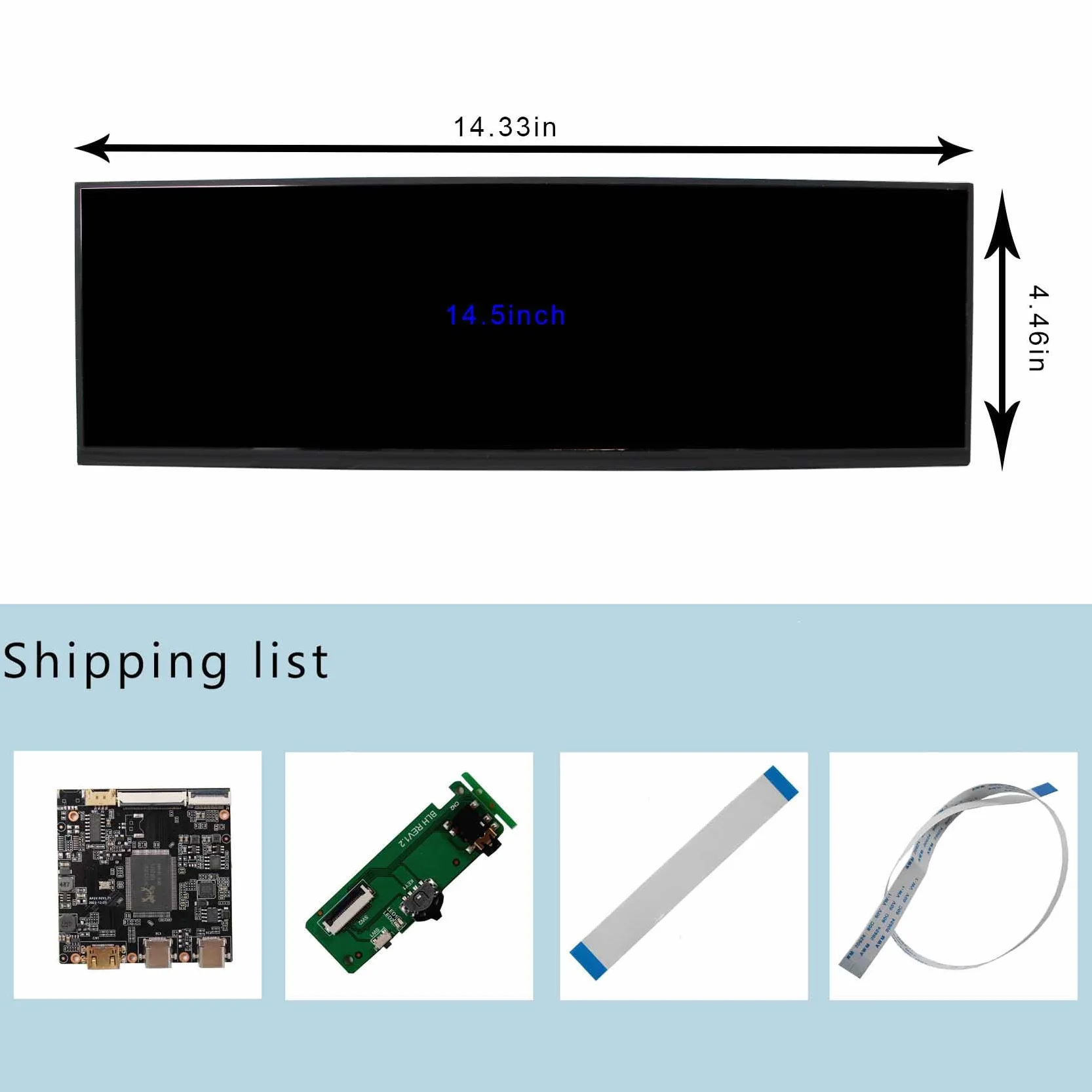 VSDISPLAY Ekran LCD IPS 14,5 cala 2560 x 720 2K 350 nitów i płyta kontrolera USB USB C, rozciągnięty szeroki wyświetlacz do samodzielnego wykonania obudowy komputera/wyświetlacza podrzędnego