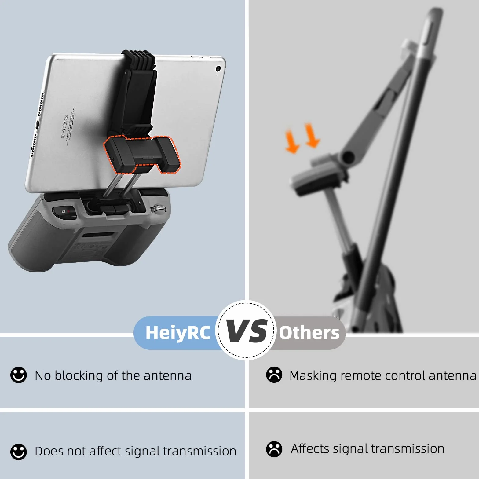 HeiyRC Uchwyt do tabletu do DJI Neo, Mini 4K, Mini 4 Pro, Mini 3/3 Pro, Mini 2SE, AIR 3, Mavic 3 Pro, Mavic Air 2S, regulowany przedłużony uchwyt do akcesoriów iPad Mini/Air