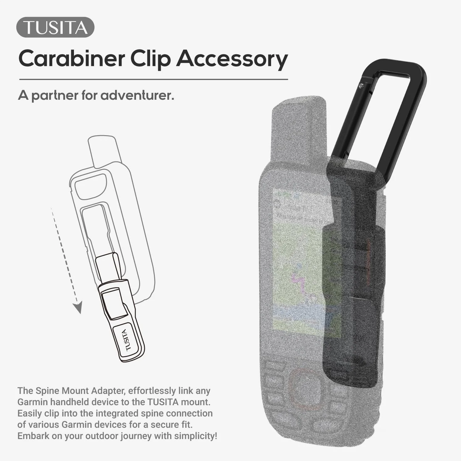 TUSITA Karabińczyk Clip Uchwyt Akcesorium Kompatybilne z Garmin Handhelds - Akcesoria Systemu GPS 010-12897-01