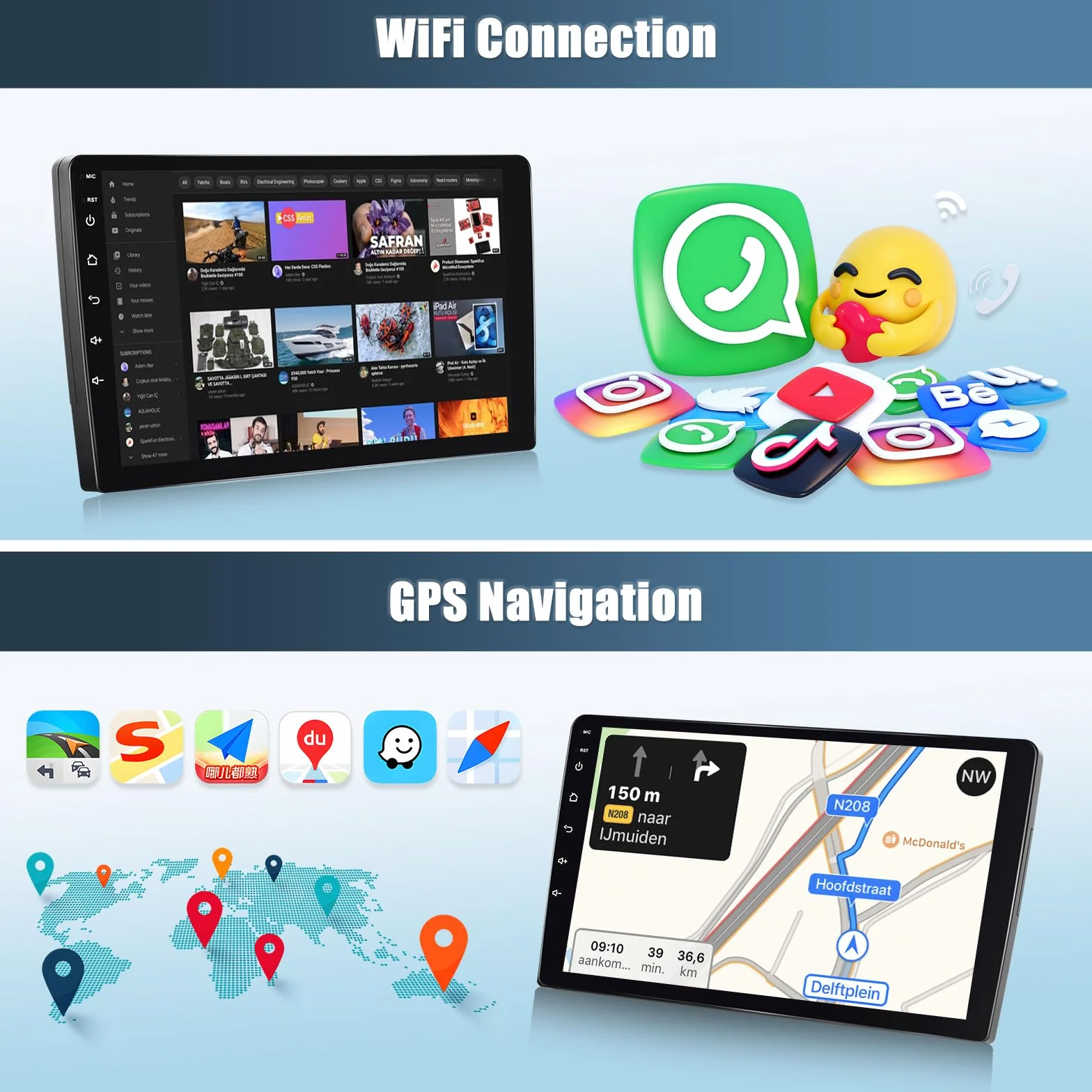 CAMECHO 4+64G 9 cali Android 15 radio samochodowe