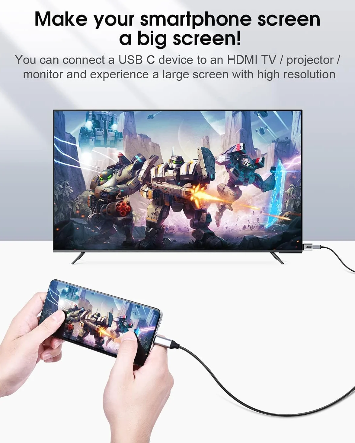 ELUTENG USB C na HDMI 2.0 Adapter, 4K@60Hz USB C gniazdo na HDMI wtyczka Typ C do złącza HDTV Konwerter Thunderbolt 3/4 Adapter do monitorów TV i telewizorów