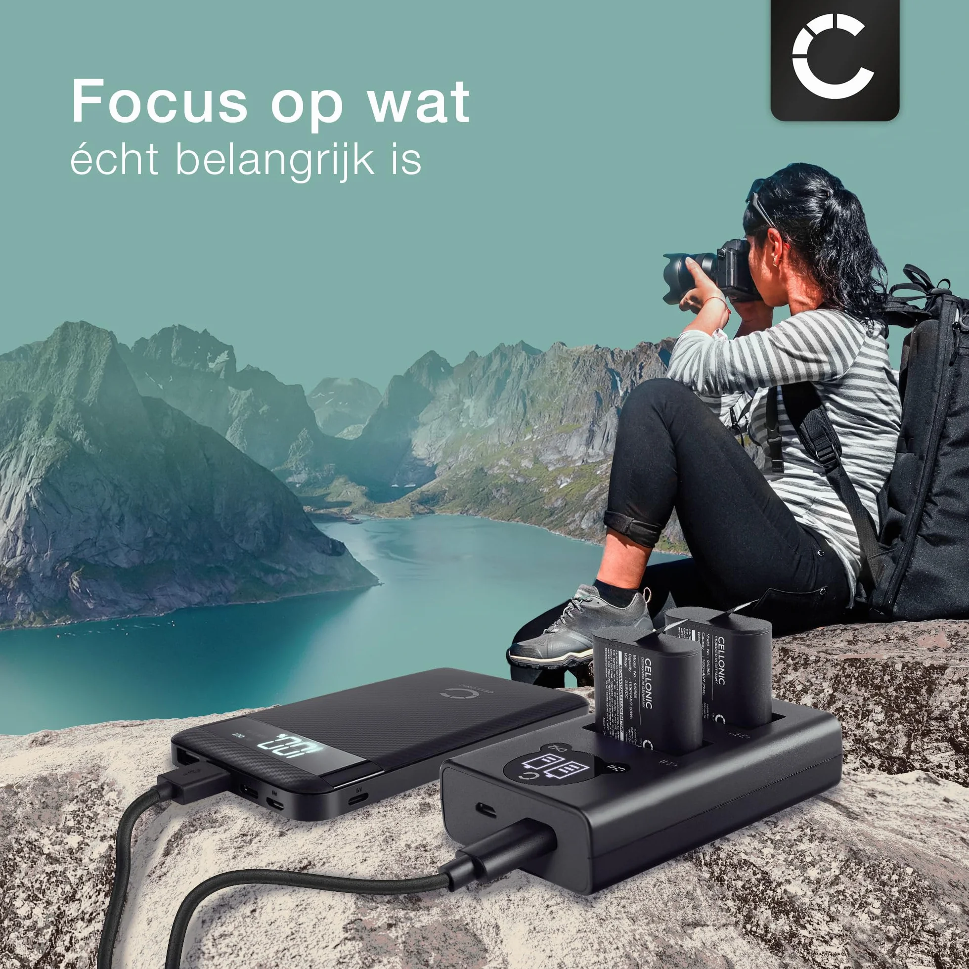 CELLONIC Podwójna szybka ładowarka AHDBT-1301 kompatybilna z GoPro Hero 13 ładowarka do akumulatora, kabel do ładowania, podwójna ładowarka