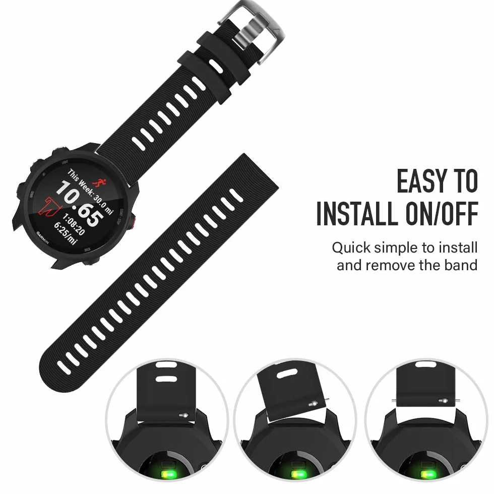 Pasek wymienny Garmin Forerunner 645 245 20 mm silikon czarny