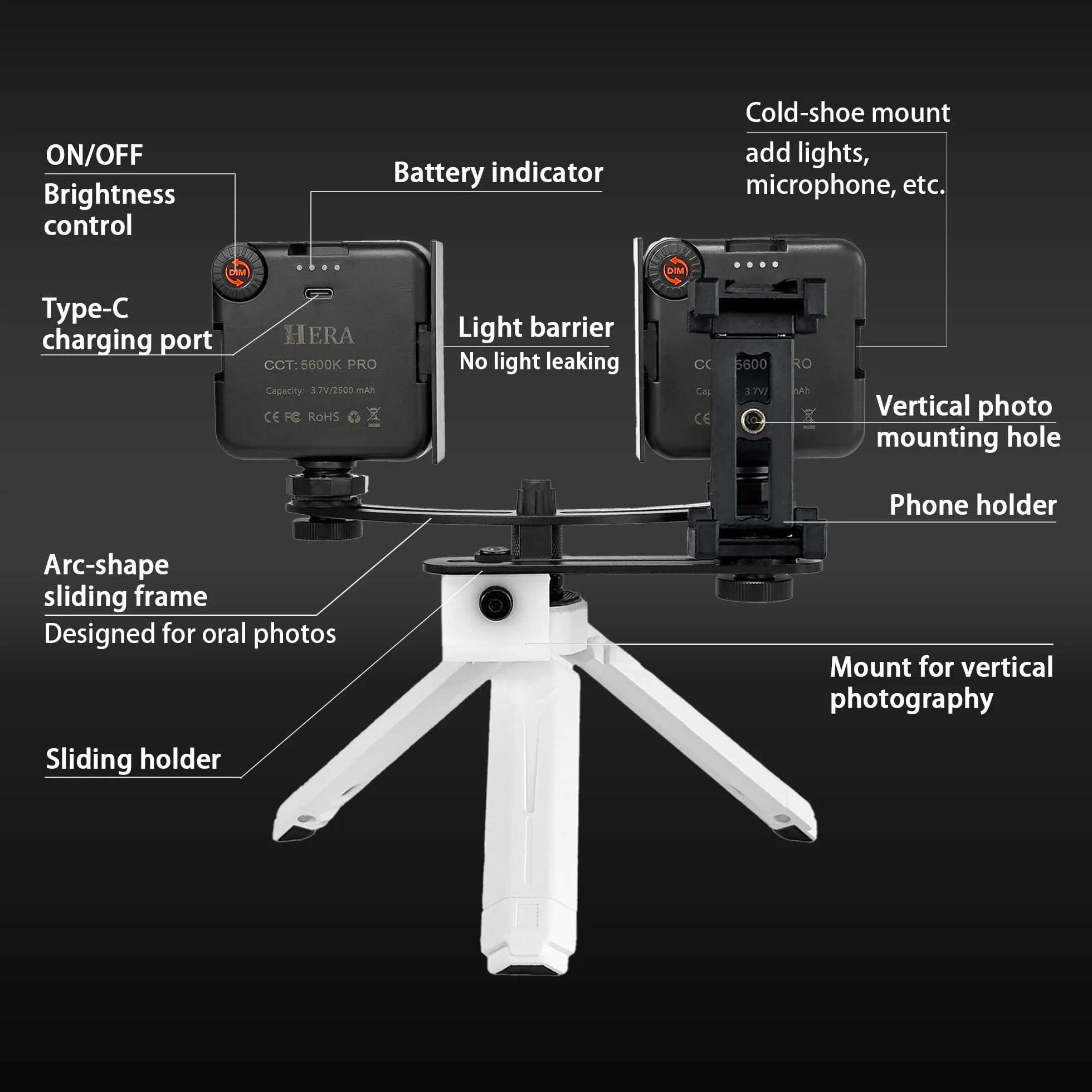 MK-19W dentystyczna lampa fotograficzna i wideo do smartfonów, lampa błyskowa do fotografii oralnej dla dentystów