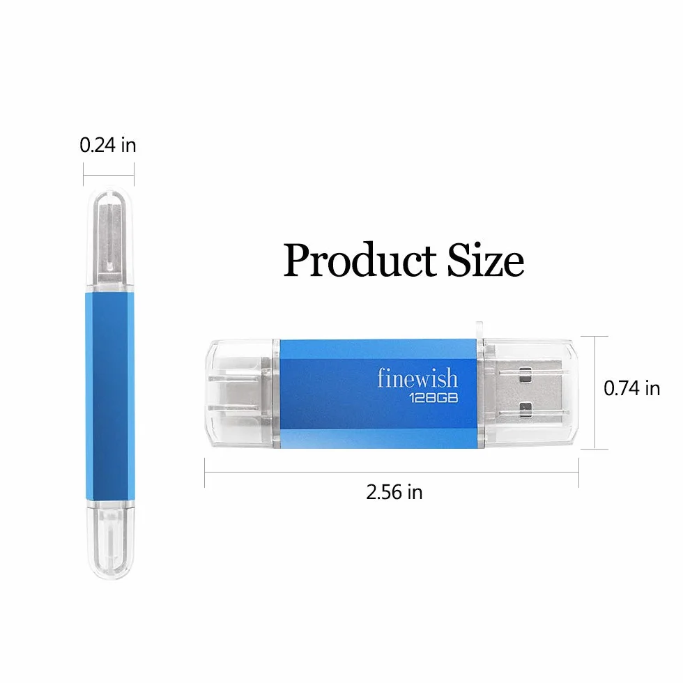 Pamięć USB Type C 128 GB 2 w 1 OTG Pen Drive dla PC/MacBook/Tablet/Smartphone Niebieski